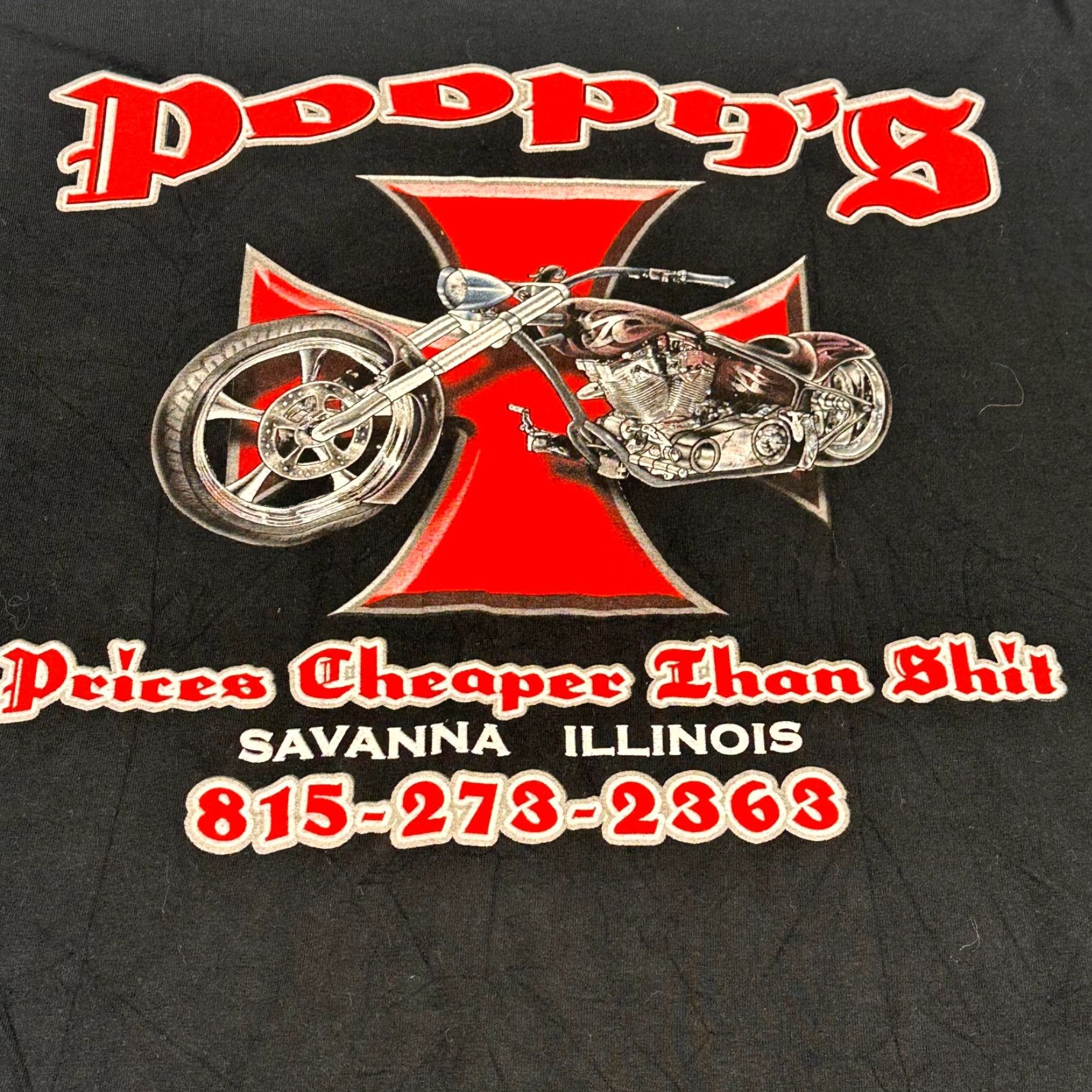 Gildan VINTAGE I Got Wiped At Poopy's Cycles Mens XL Prices Cheaper Than Sh*t Motorcycle Tee Size US XL / EU 56 / 4 - 7 Thumbnail