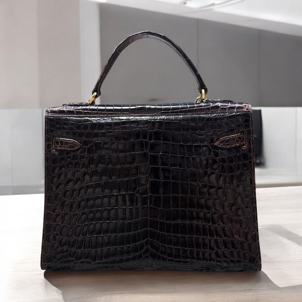Genuine Leather VINTAGE BIANCHI & NARDI DARK BROWN CROCODILE LEATHER BAG Size ONE SIZE - 2 Thumbnail