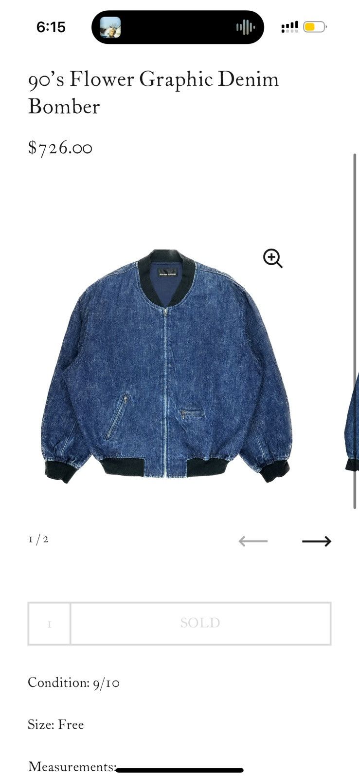 Hysteric Glamour Hysteric Glamour Flower Graphic Denim Bomber Jacket Size US M / EU 48-50 / 2 - 12 Thumbnail