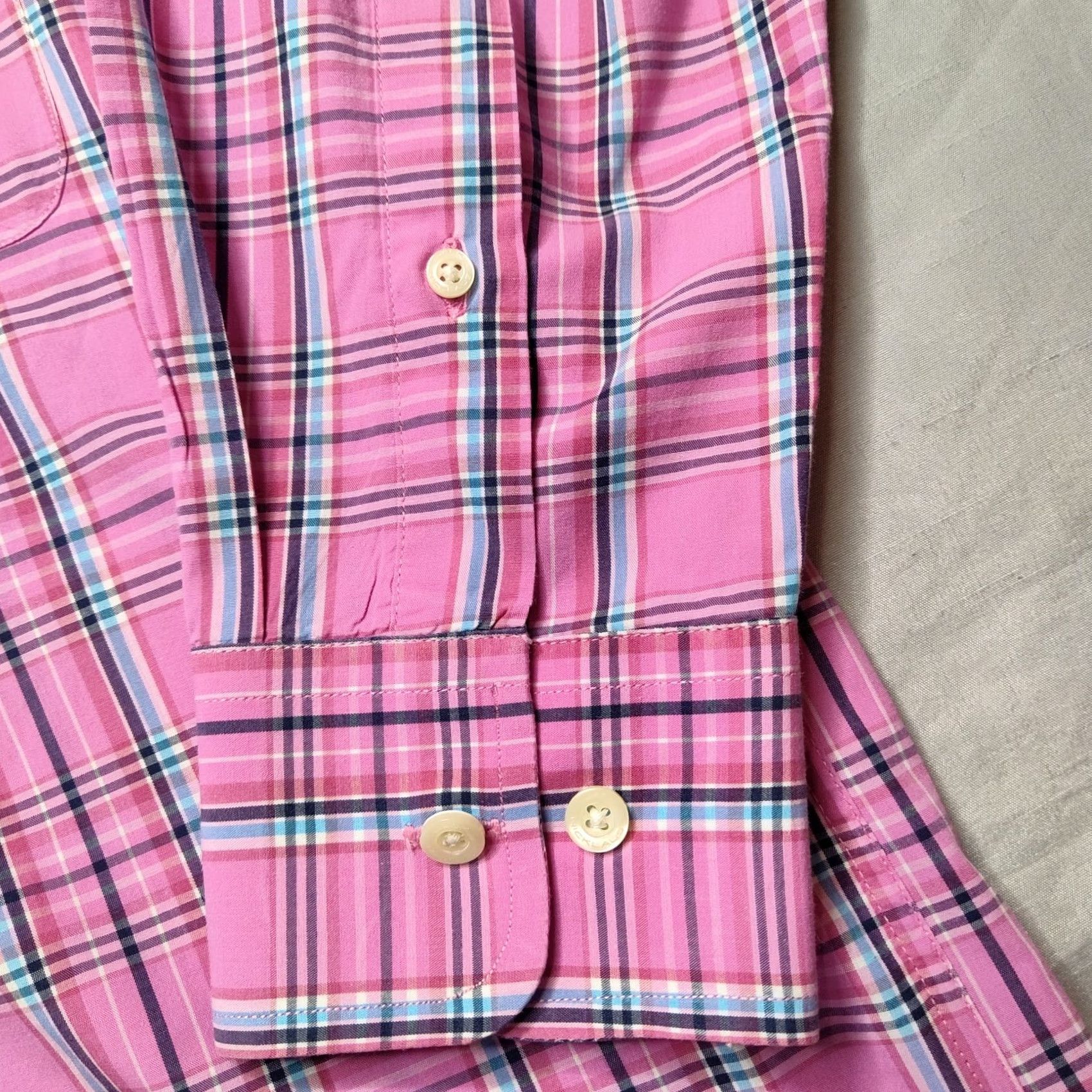 Pinko JACK NICKLAUS NON-IRON Men Large Pink Plaid L/S Button-Up Shirt EUC Size US L / EU 52-54 / 3 - 7 Thumbnail