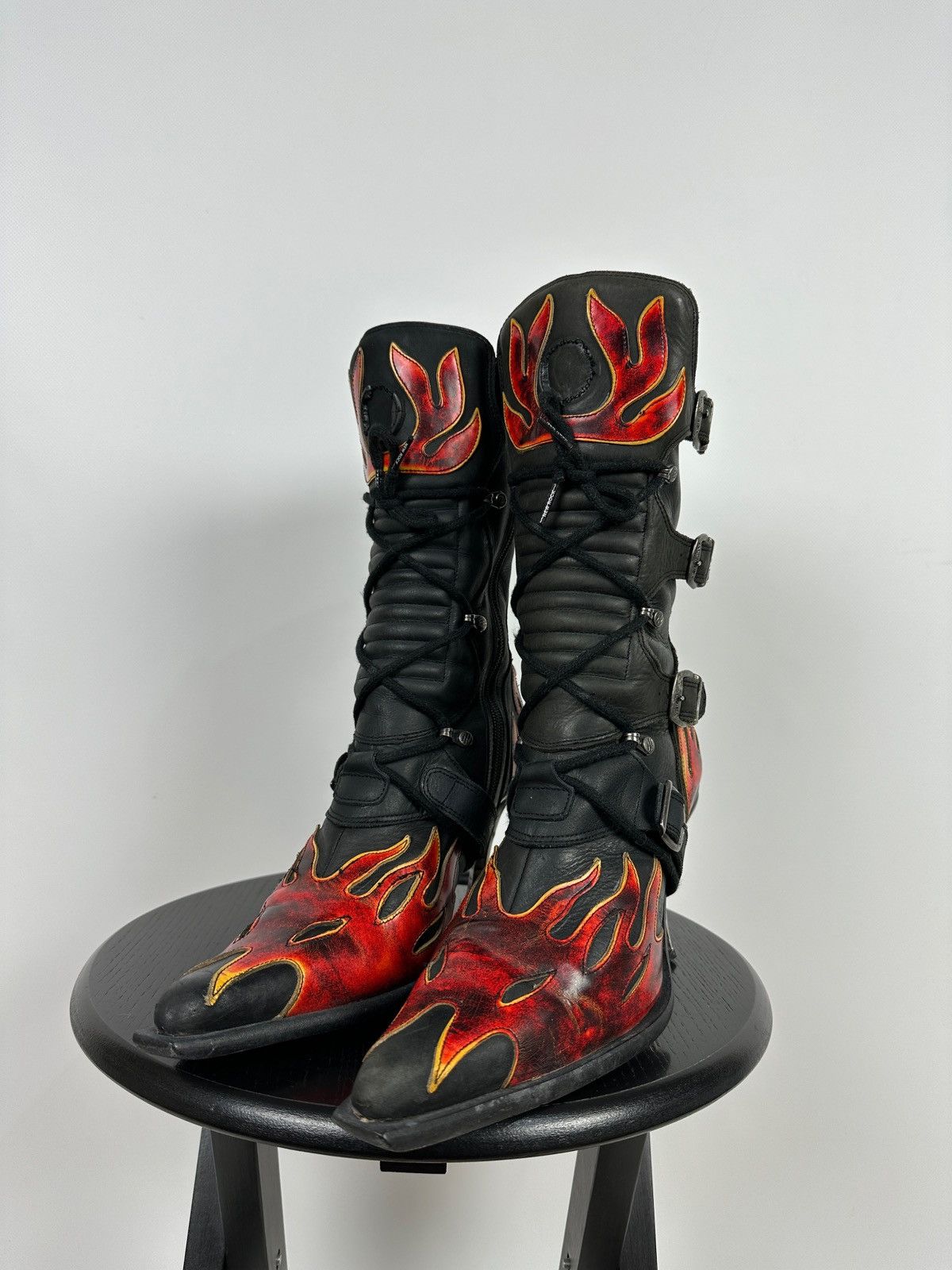 New Rock New Rock Flames Leather Heels Boots Y2K Size US 9 / IT 39 - 10 Thumbnail
