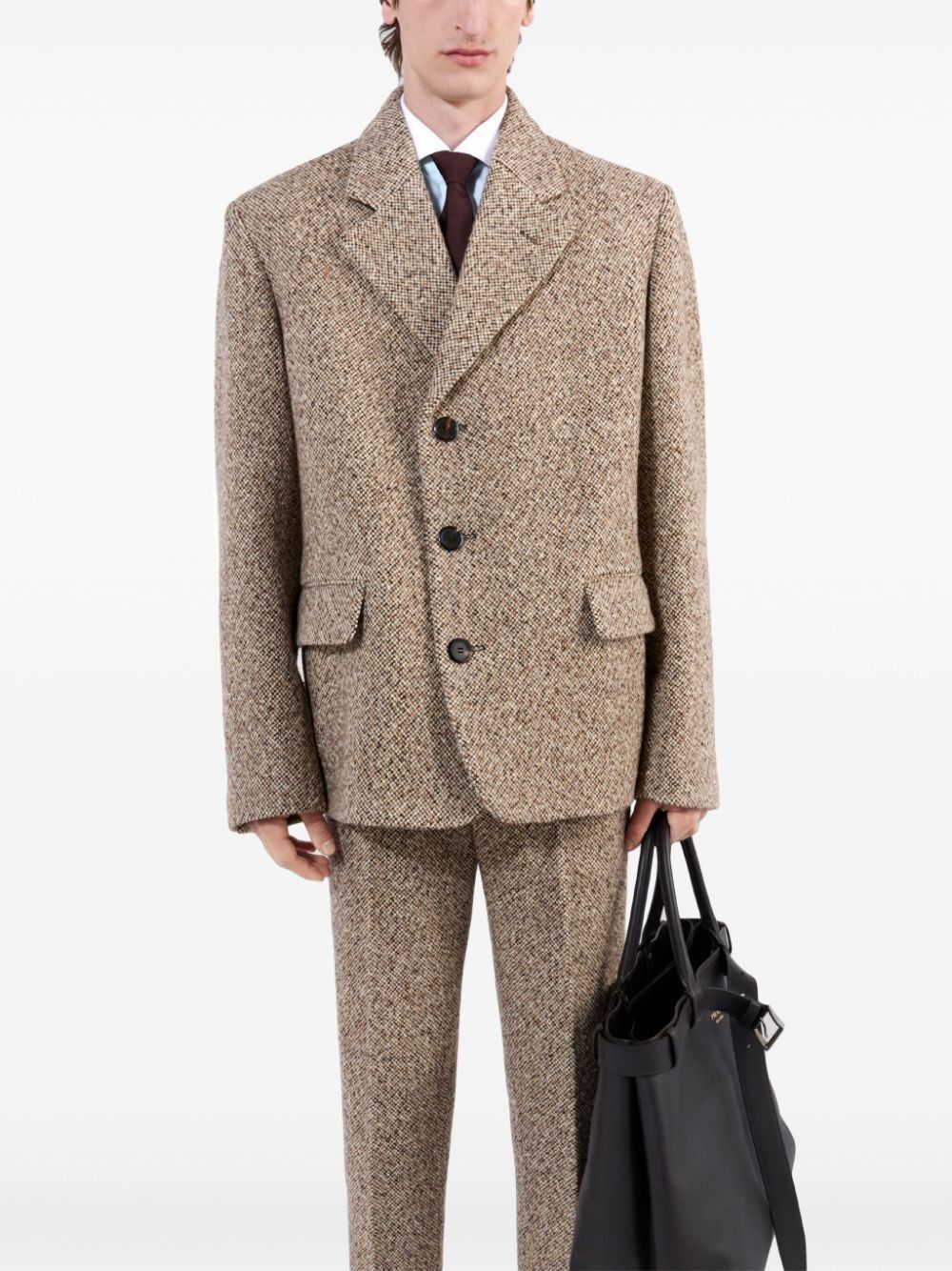 Prada o1bcso1str1025 Single-Breasted Wool Jacket in Beige Size US M / EU 48-50 / 2 - 4 Thumbnail