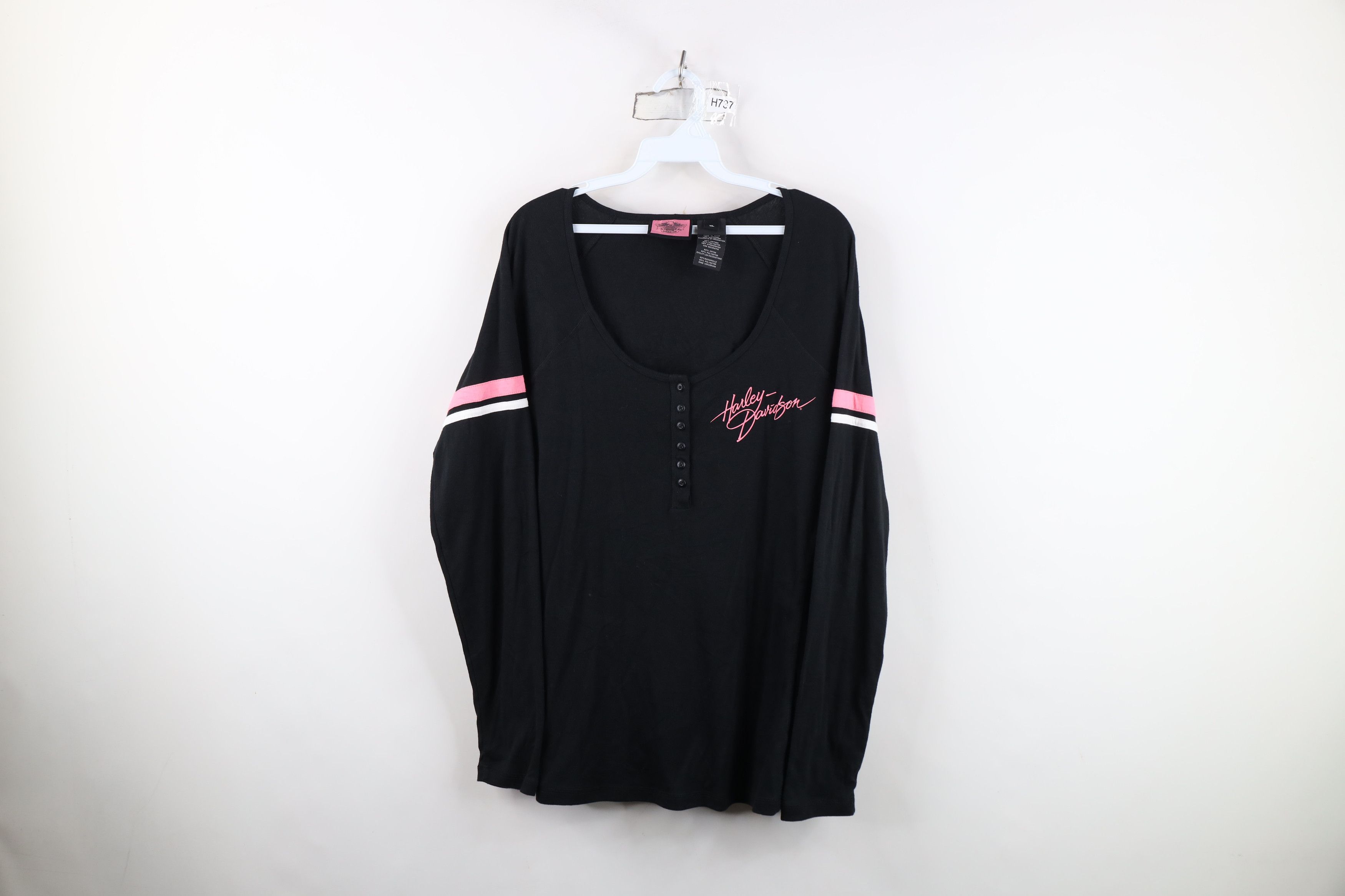 Harley Davidson Vintage Y2K Harley Davidson Ribbed Knit Henley T-Shirt Size XL / US 12-14 / IT 48-50 - 1 Thumbnail