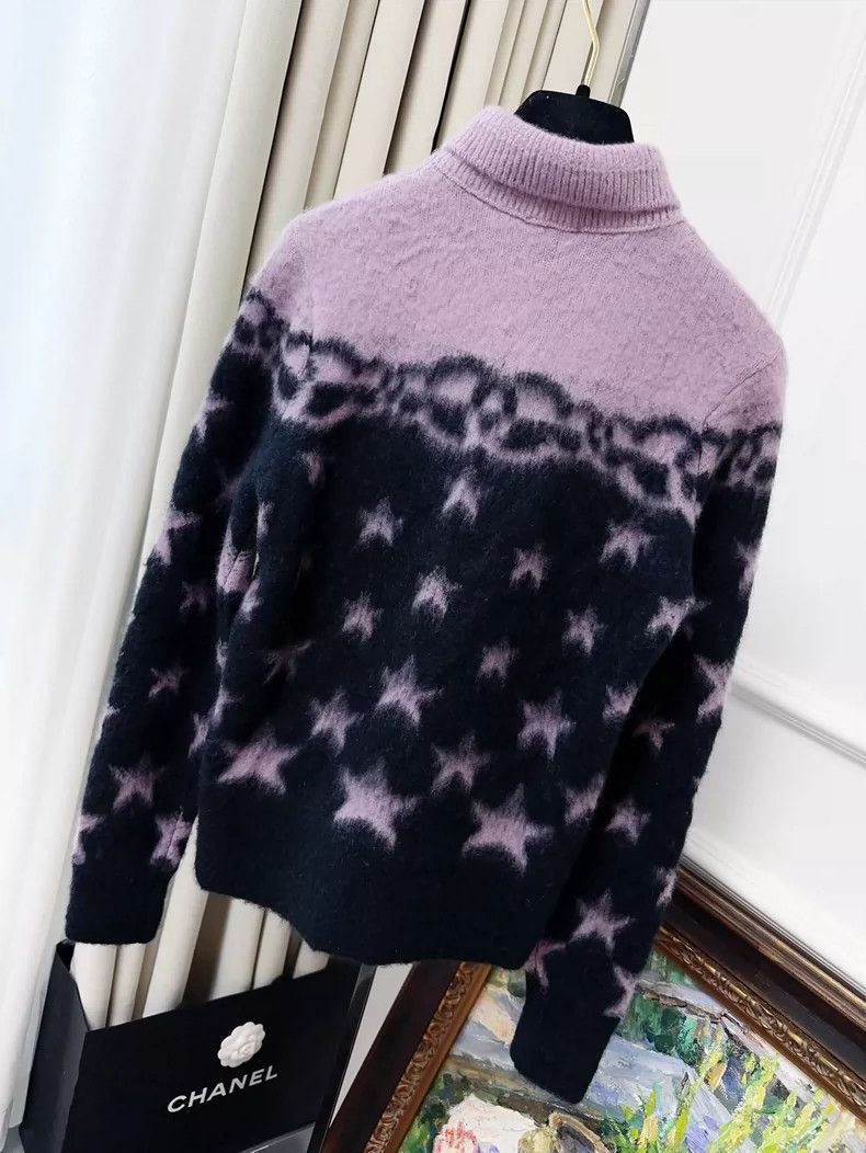 Other Chanel 23N Ski Series Purple Star Pattern Cashmere Sweater Size XXS / US 00 / IT 34 - 2 Thumbnail