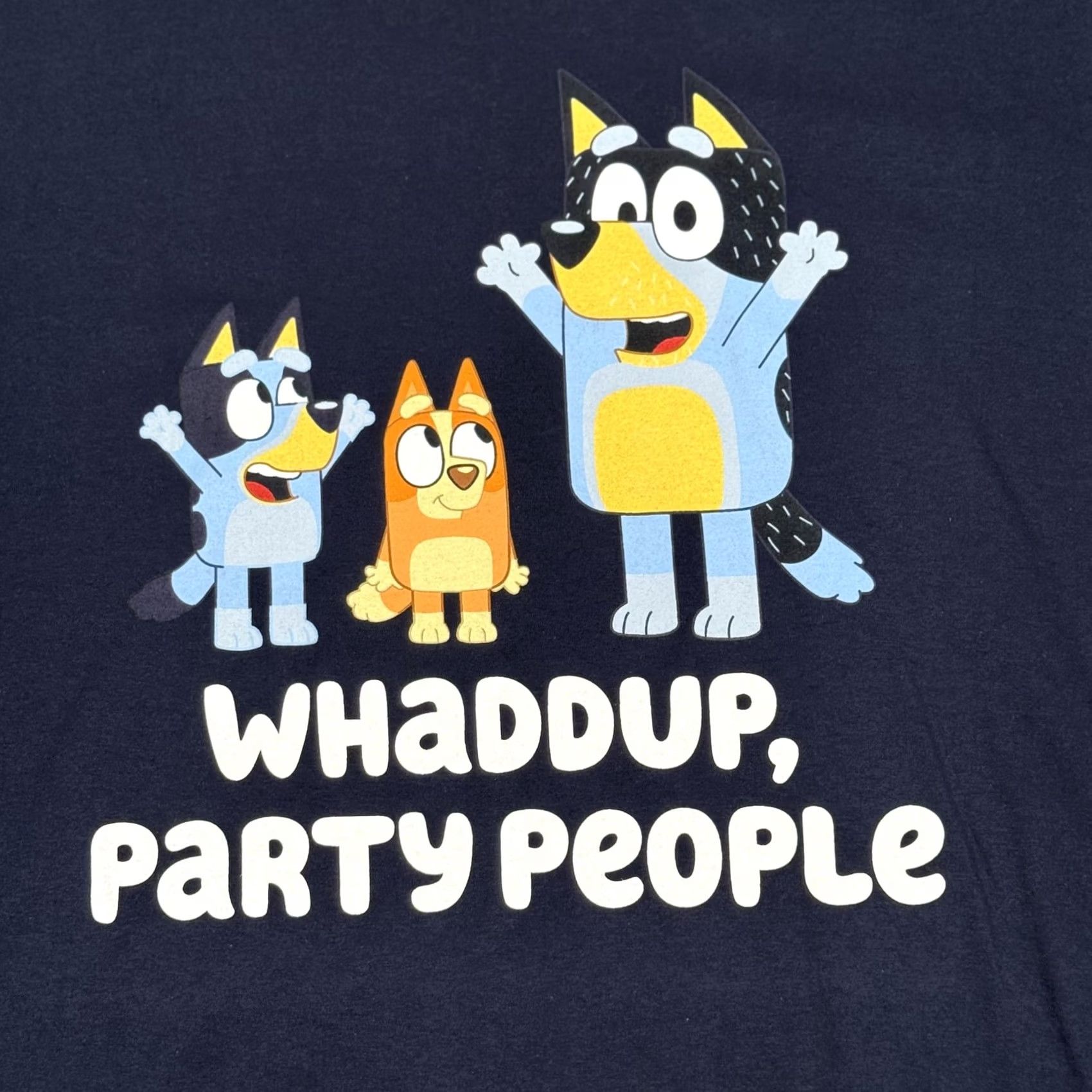 Vintage VINTAGE Bluey Shirt Mens Large Navy Whaddup Party People Graphic Cartoon T Shirt Tee Size US L / EU 52-54 / 3 - 2 Thumbnail