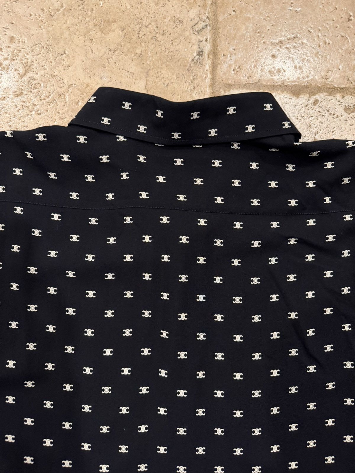 Celine Celine x Hedi Loose Viscoe Triomphe Logo Print Button Shirt Size US L / EU 52-54 / 3 - 12 Thumbnail