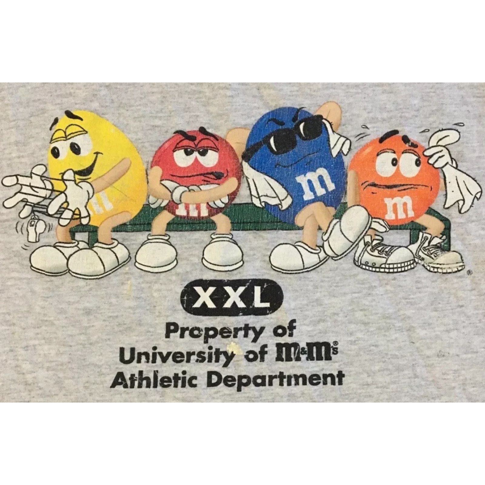 CHOCOOLATE VINTAGE 90s M&Ms Candy Athletic Dept Faded Tank Top M L Gray Cotton Cartoon Boxy Graphic Tee Men US 80s Grunge Funny Joke Snacks Size US M / EU 48-50 / 2 - 3 Thumbnail