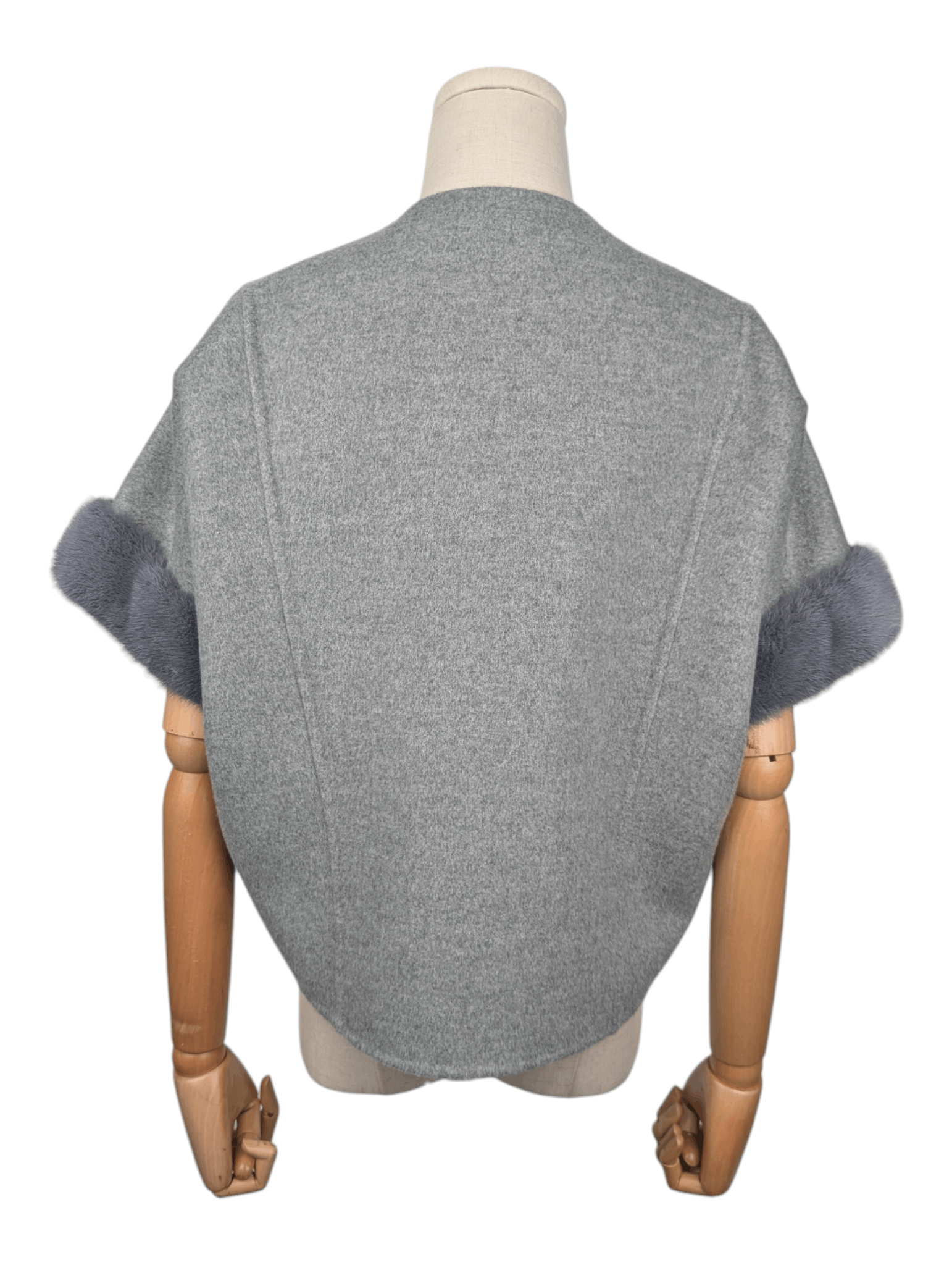 Fendi Fendi Grey Cashmere Short Sleeve Coat With Fur Wrist Size XS / US 0-2 / IT 36-38 - 2 Thumbnail