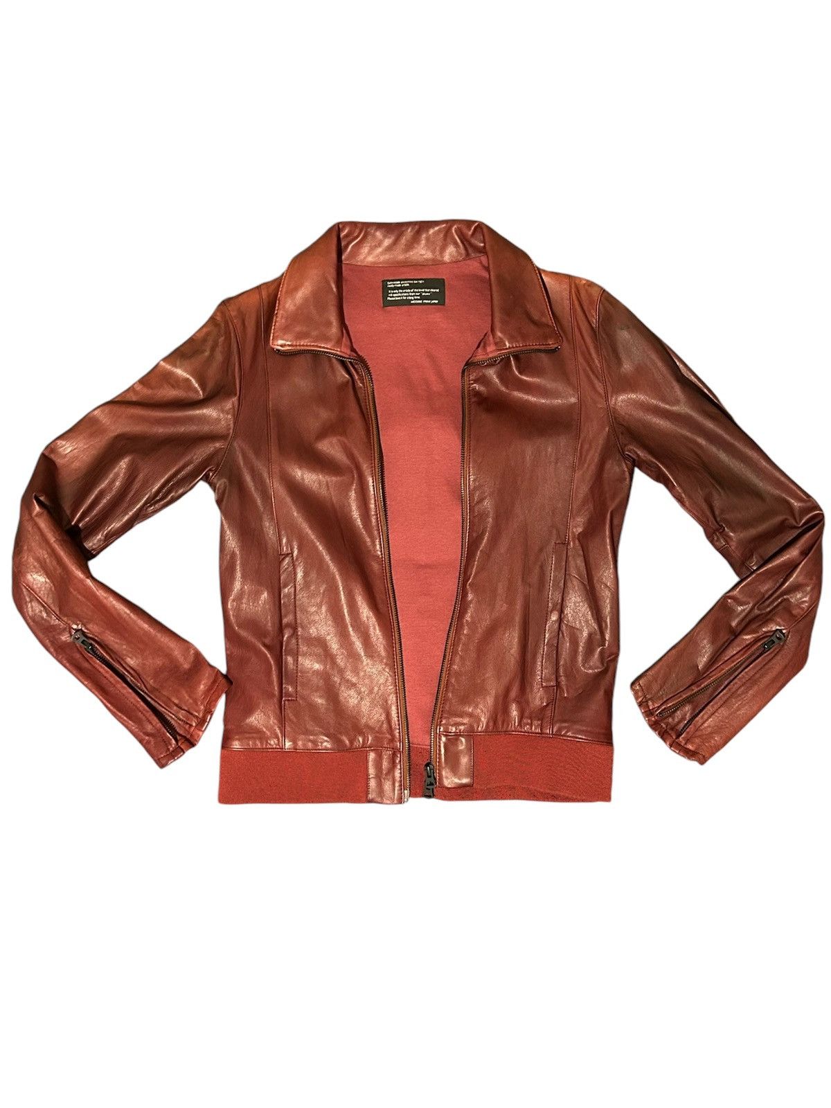 Japanese Brand × Vintage Shama Japanese skinny red leather jacket