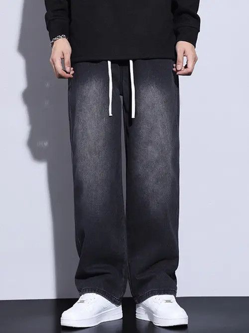 Other Loose-Fit Black Denim Pants with Drawstring Size US 32 / EU 48 - 2 Thumbnail
