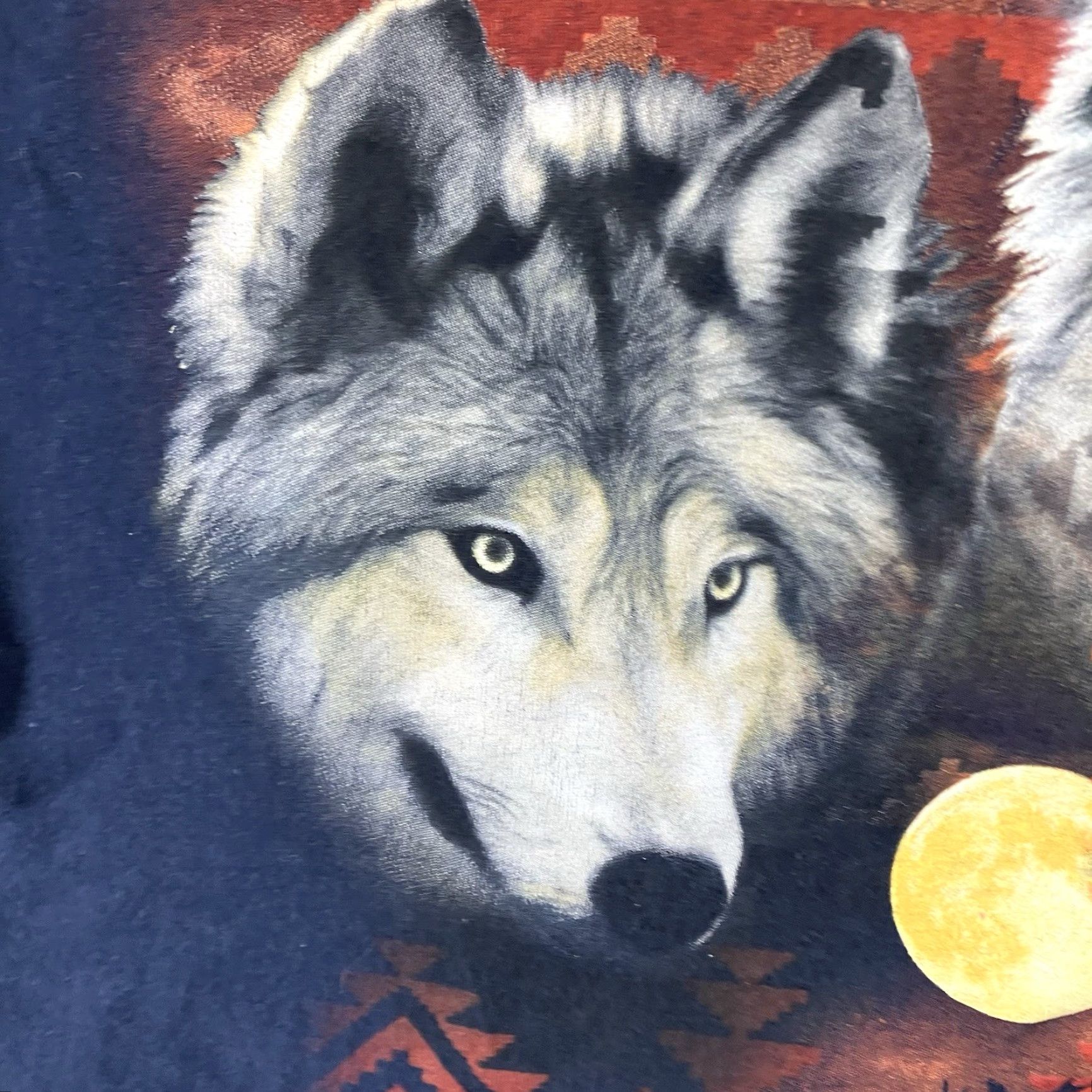 Fruit Of The Loom Fruit of the Loom Graphic T-Shirt Men Large Dark Navy 90s Nature Wolf Eagle Retro Slim Fit Size US L / EU 52-54 / 3 - 7 Thumbnail