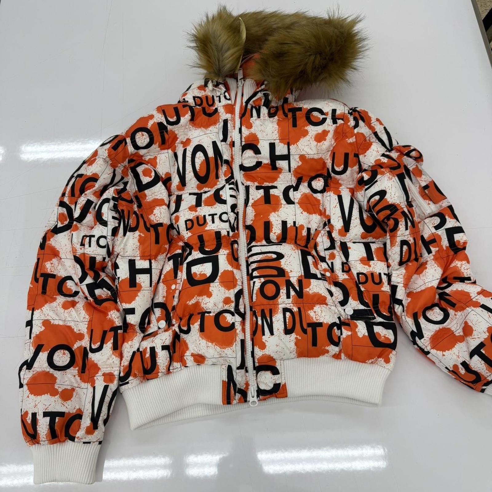 Von Dutch Von Dutch Puffer Jacket White/Orange Logo Print Fur Medium Size US M / EU 48-50 / 2 - 1 Thumbnail