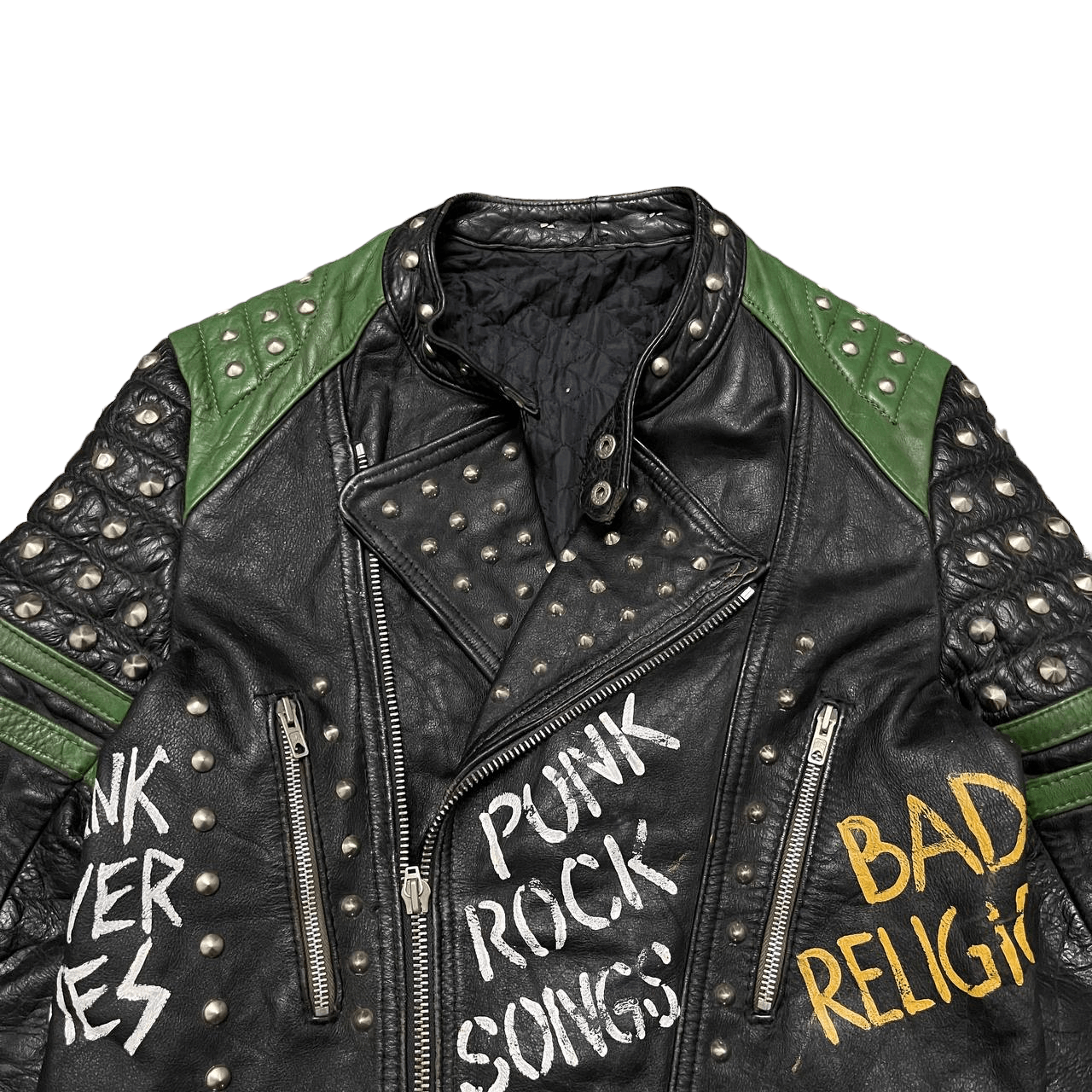 Vtg 70's Nazi Punk Rock Studded Double Collar Leather Jacket