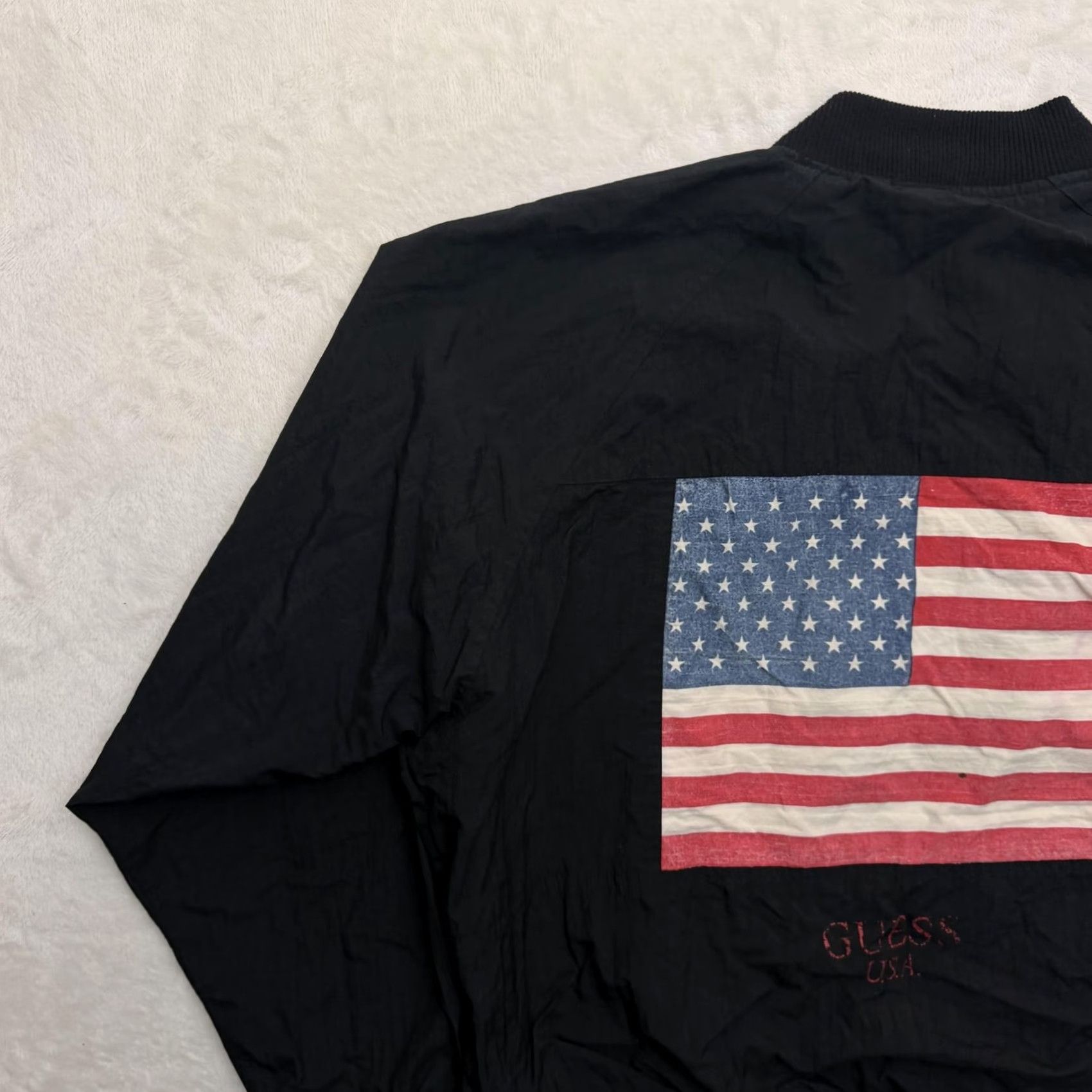 Guess VINTAGE GUESS Georges Marciano Bomber Jacket Mens One Size Black USA Flag Size US M / EU 48-50 / 2 - 7 Thumbnail