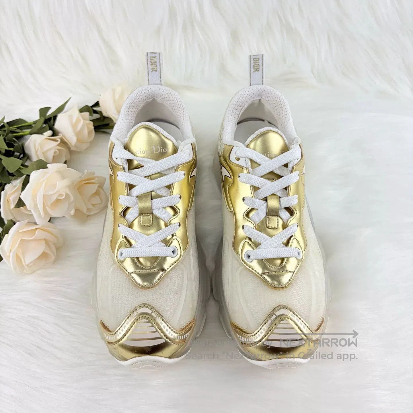 Dior Dior Vibe White Gold Monogram Sneakers. Size US 5 / IT 35 - 2 Thumbnail