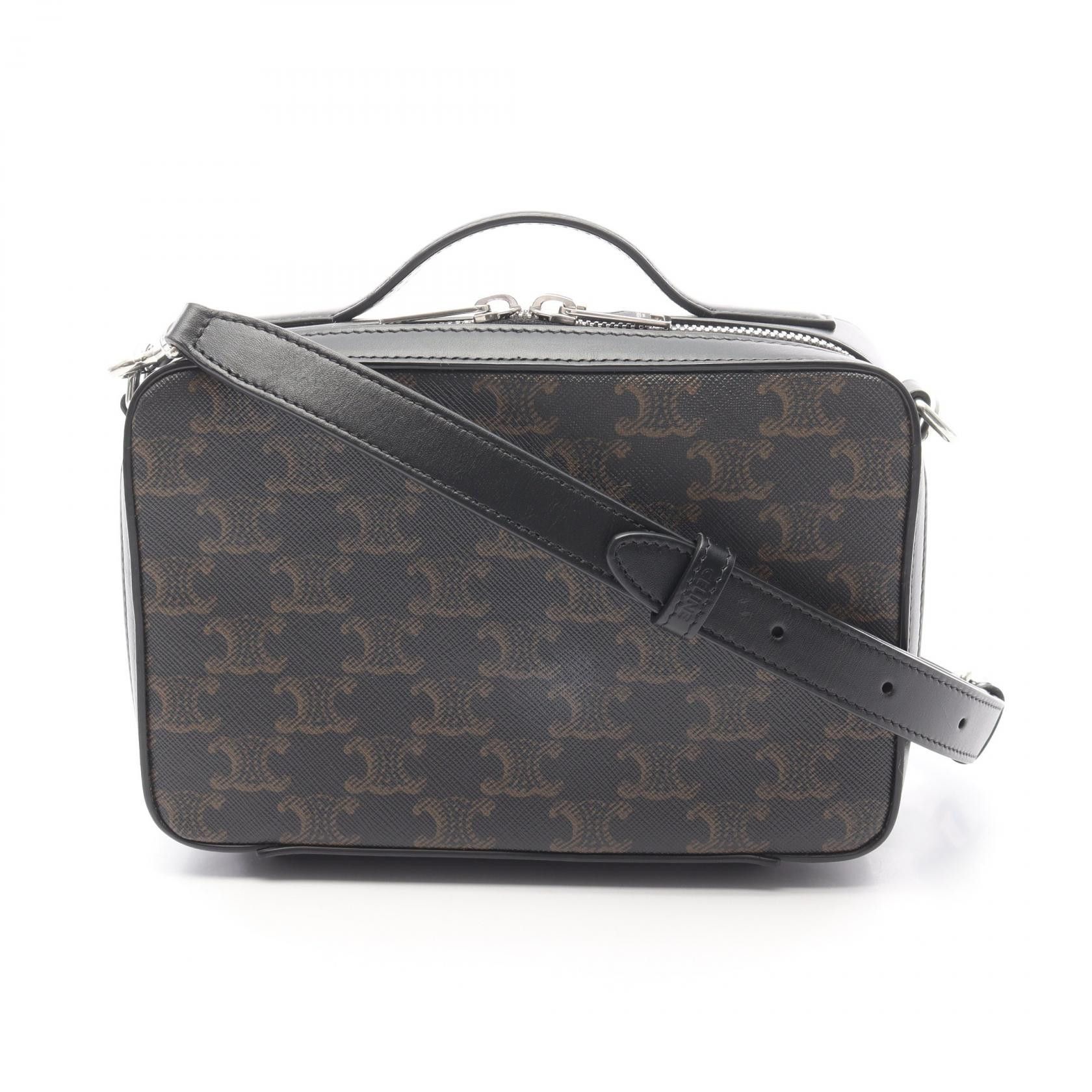 Celine Celine Triomphe Mini Messenger Box Coated Canvas Shoulder Bag Canvas Shoulder Bag in Black