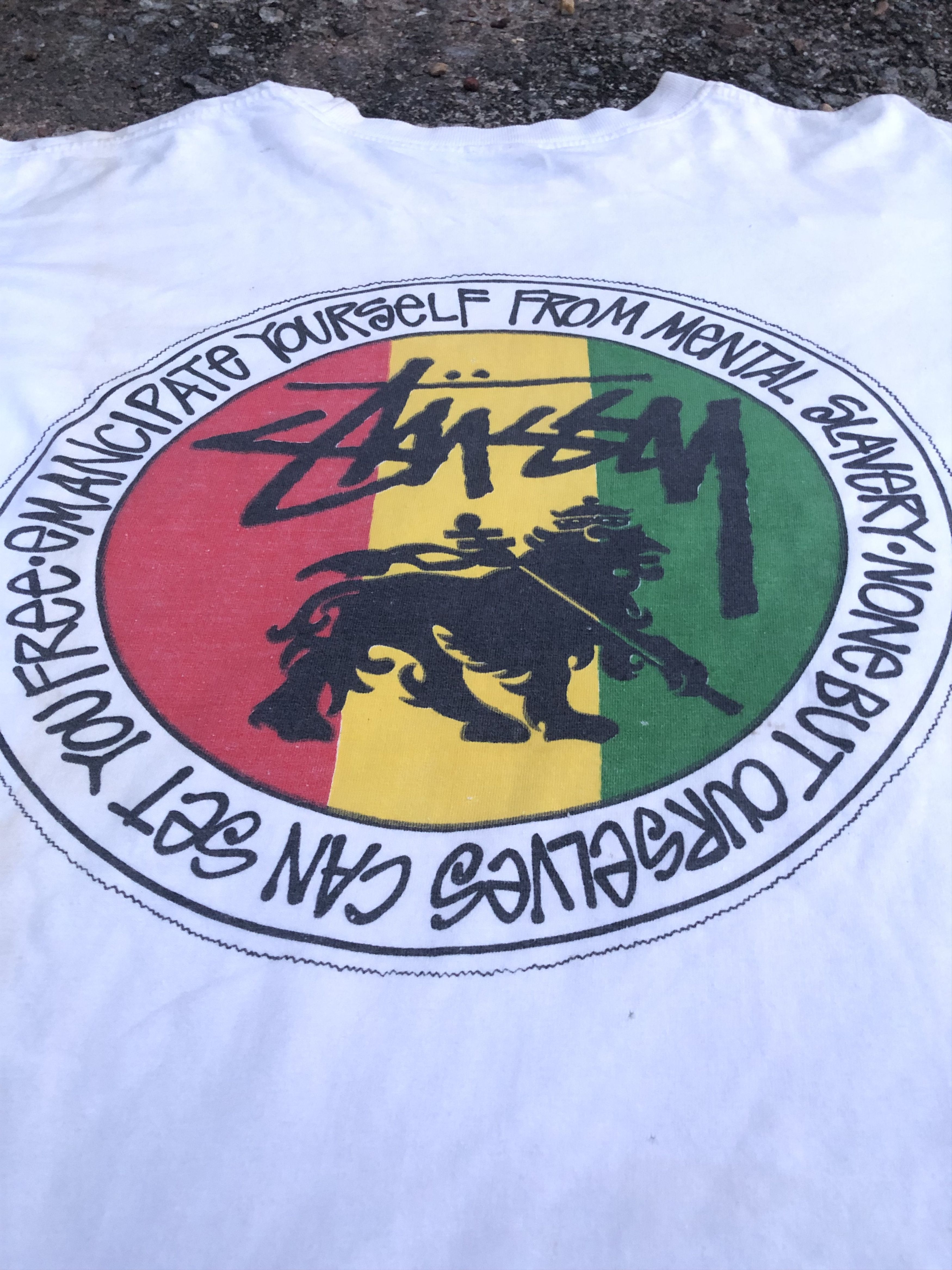 Vintage 🔥Vintage Original 90s STUSSY "Feelin' Irie" Rasta T-Shirt Size US XL / EU 56 / 4 - 5 Thumbnail