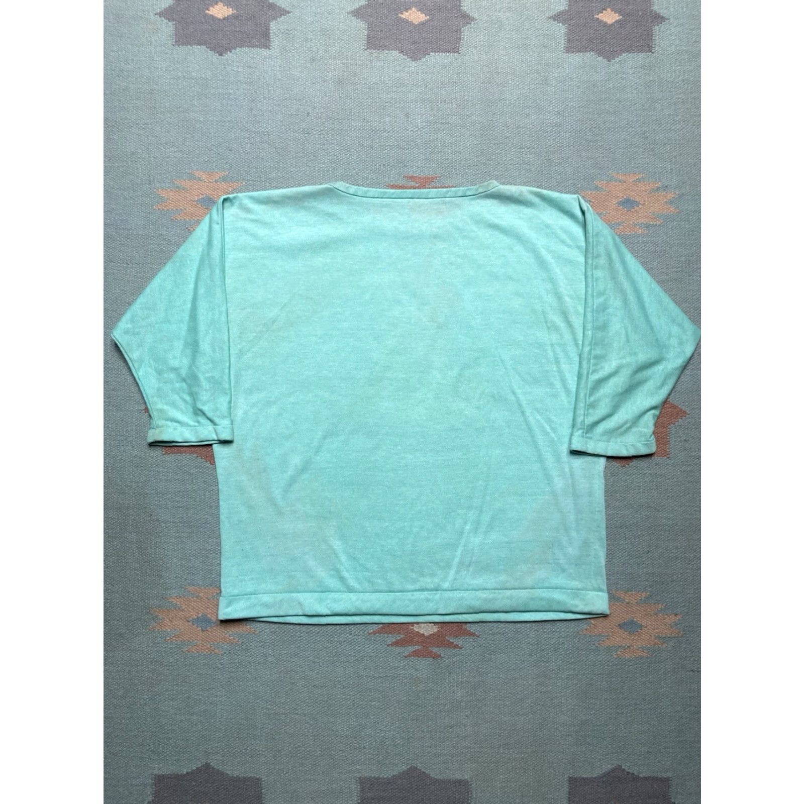 Vintage VINTAGE 70s T-Shirt Cotton Light Blue Boxy Half Sleeve XL Men | 70s Theme, Distressed, Soft Thin Size US XL / EU 56 / 4 - 7 Thumbnail