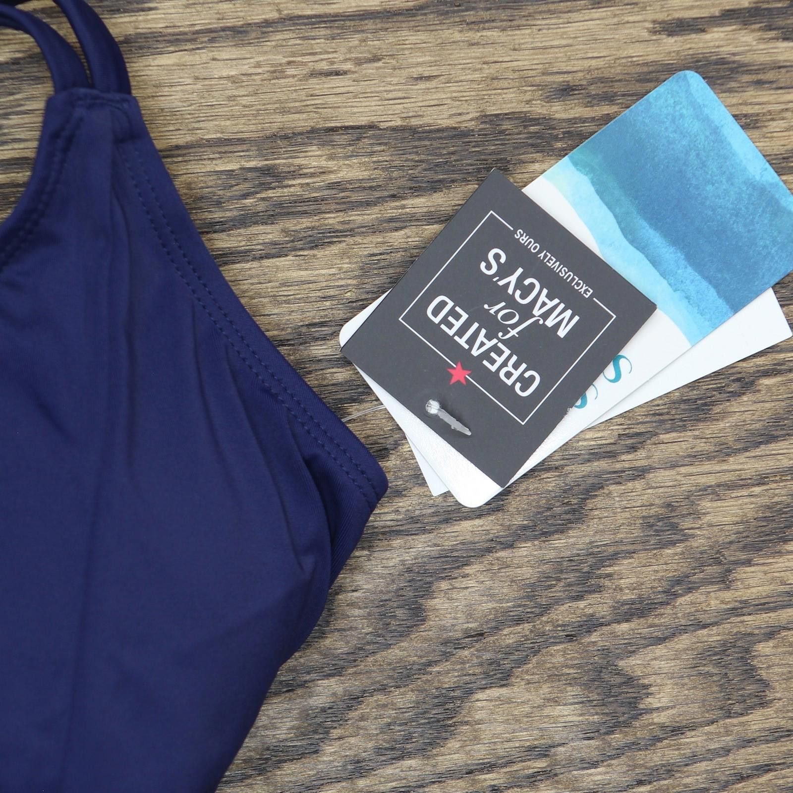 Other Nwt Swim Solutions High-low Tankini Top 806843 Navy Blue 10 Size ONE SIZE - 3 Thumbnail