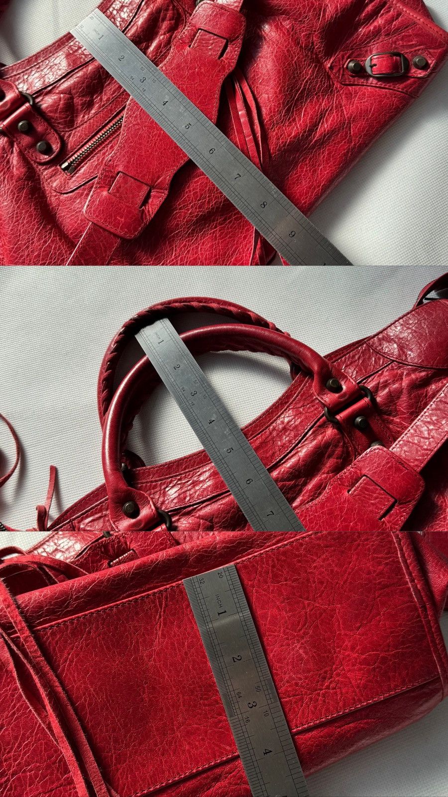 Balenciaga Authentic Balenciaga Red City Bag Real Leather Handbag Size ONE SIZE - 18 Thumbnail