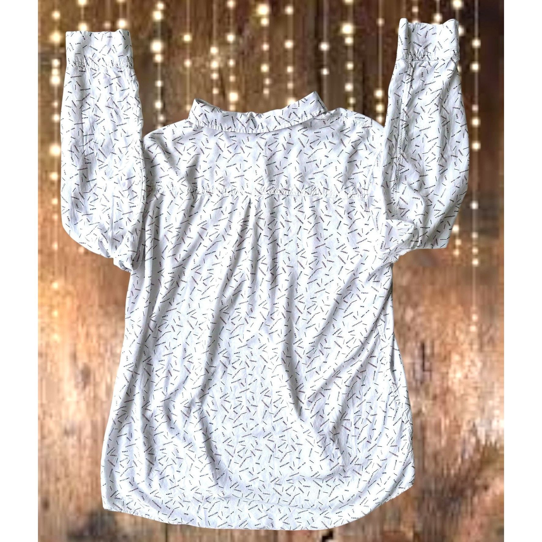 Designer × Vintage Cosmic Blue Love Roll Tab Sleeve Shirt XL White Hi Low New Y Size XL / US 12-14 / IT 48-50 - 10 Thumbnail