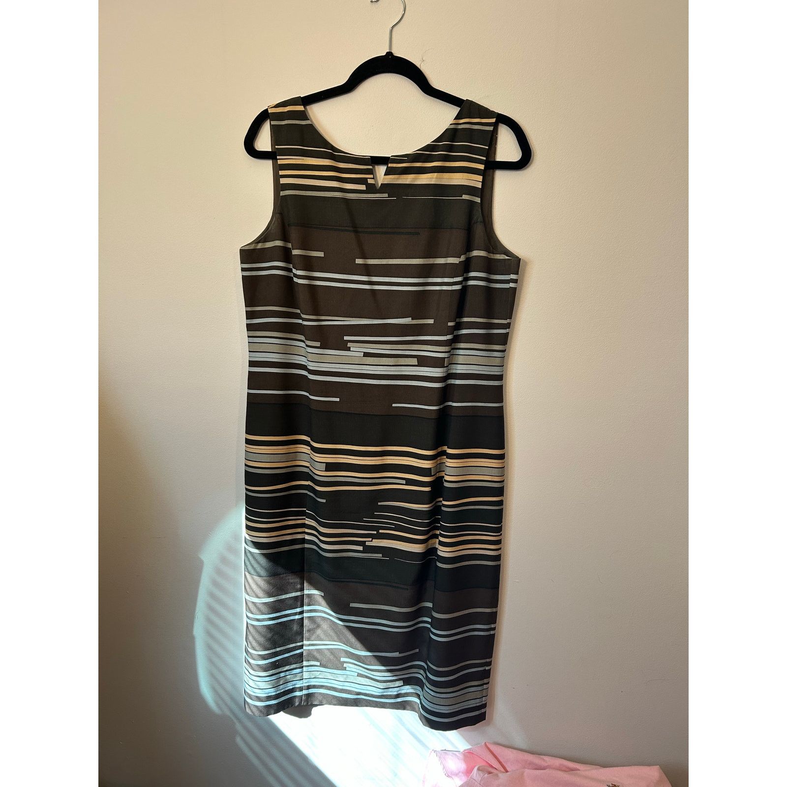 Worthington Worth Brown Blue Green Stripe 100% Silk Pencil Dress, Sz 12 Size XL / US 12-14 / IT 48-50 - 5 Thumbnail