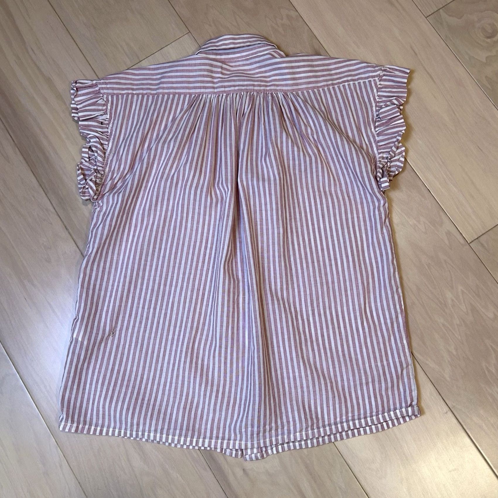 Vintage Birds Of Paradis Trovata Marianne Top Blouse XS Pink White Striped Ruffle Sleeve Size XS / US 0-2 / IT 36-38 - 5 Thumbnail