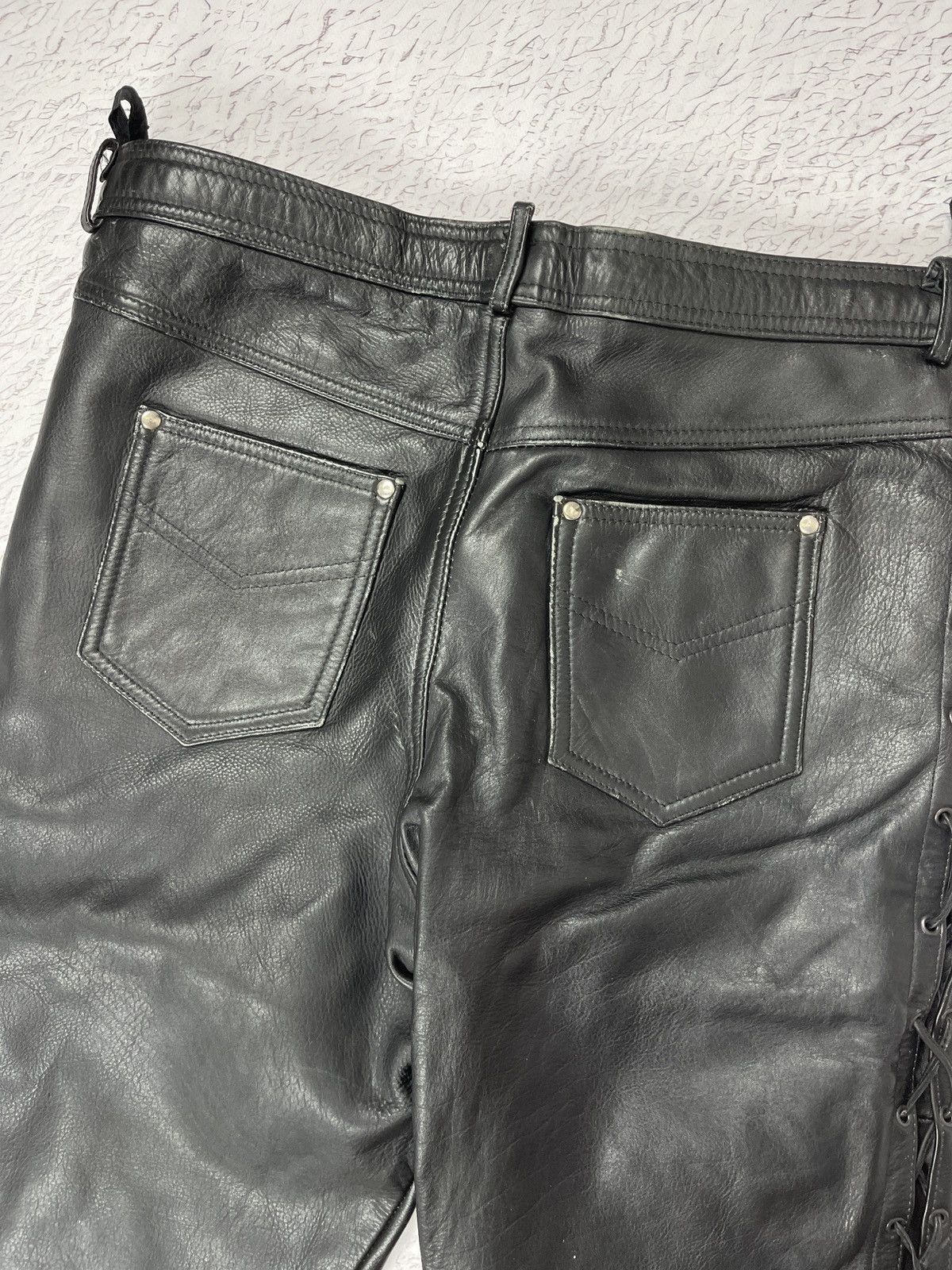 Leather Vintage Genuine Leather black motorcycle pants Versace style Size US 34 / EU 50 - 18 Thumbnail