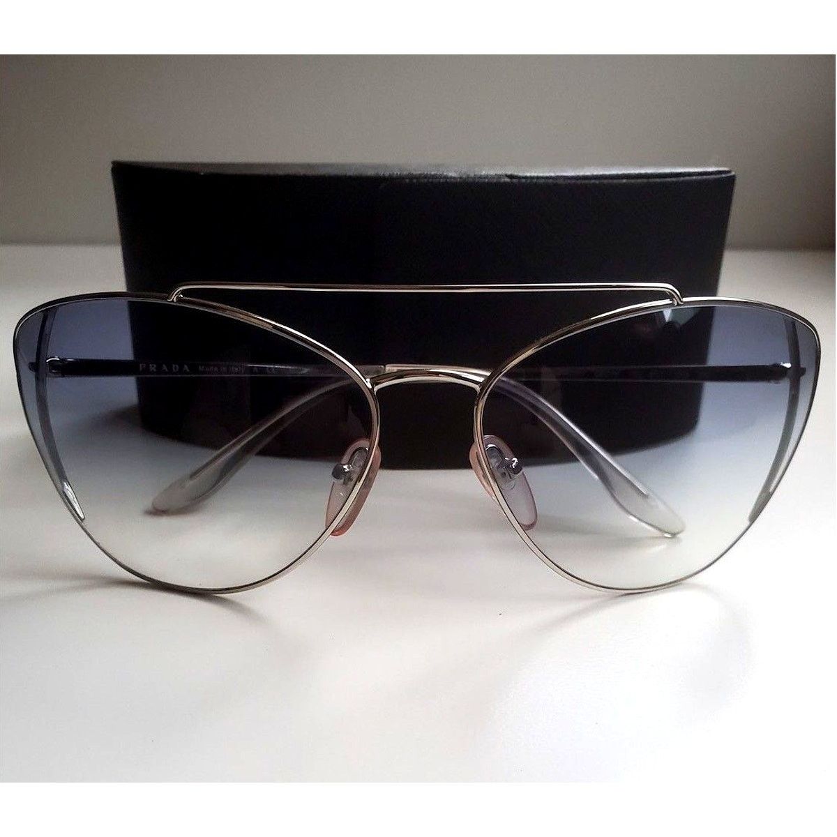 Prada Prada Cat Eye Sunglasses SPR65V Blue Metal Frame 68 130 Size ONE SIZE - 1 Thumbnail