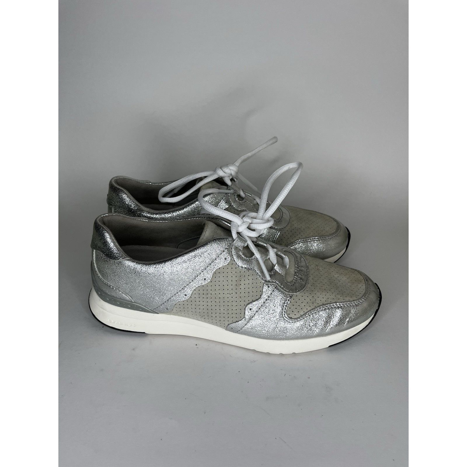 Cole Haan Cole Haan Grand Pro Silver Casual Lace Up Sneakers Shoes Wom Size US 9 / IT 39 - 10 Thumbnail