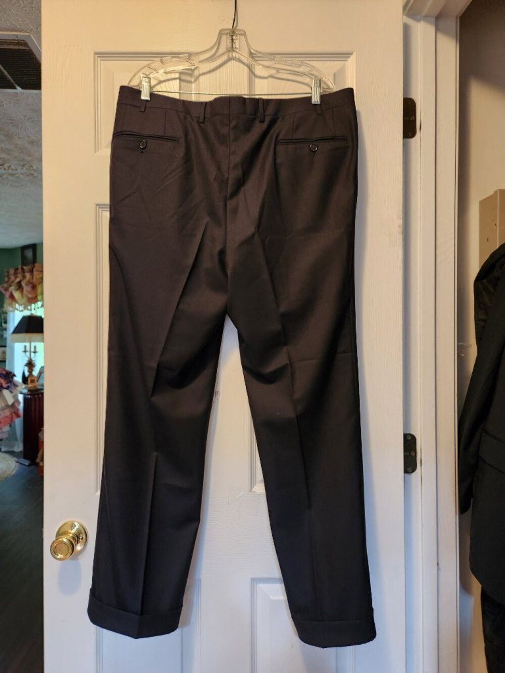 Canali canali men's black 100%wool dress pants size: 38/30 Size 38R - 4 Thumbnail