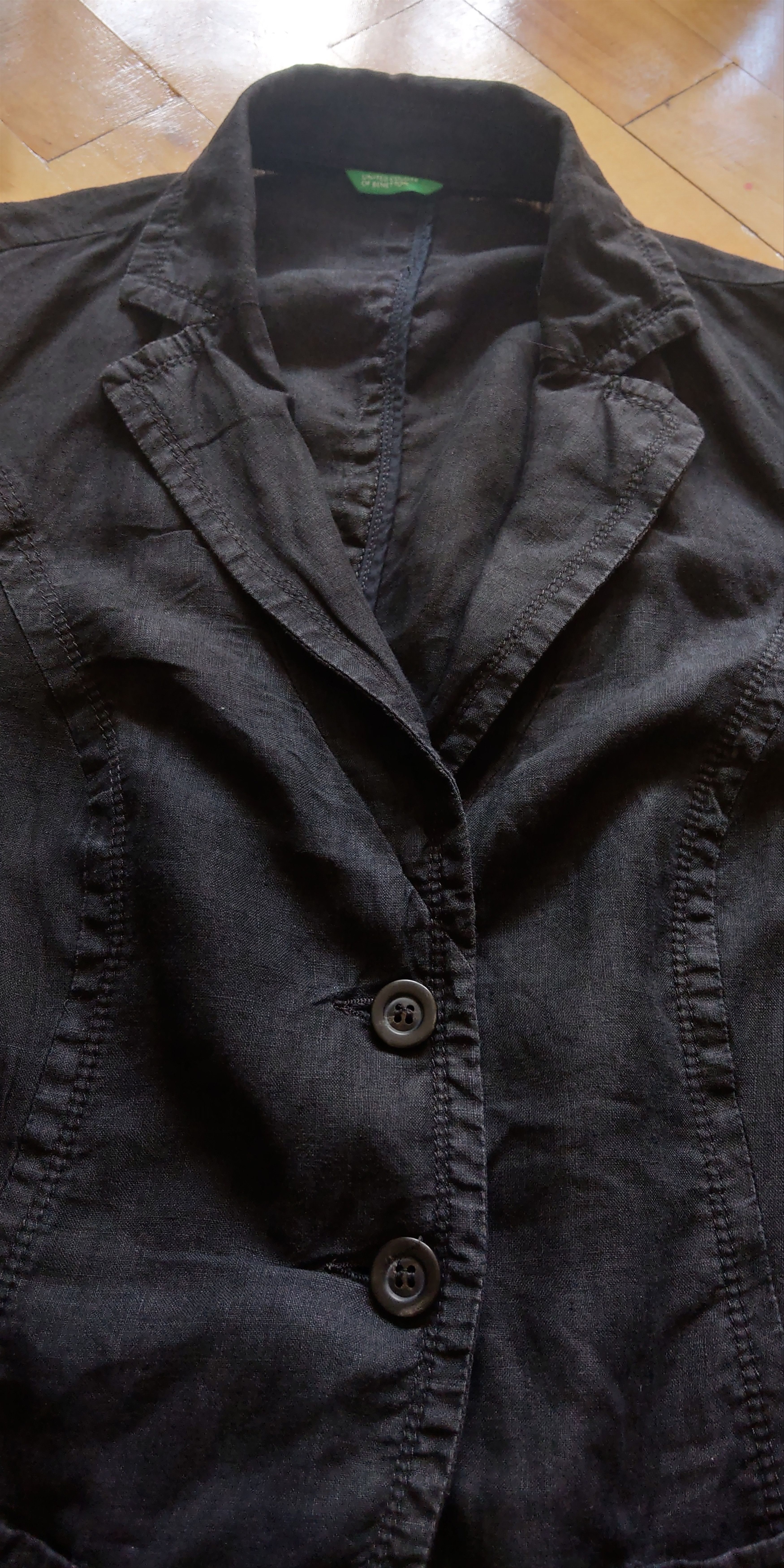 Vintage 100% Linen Jacket Noir Blazer Darkfashion Alt Goth Emo Witch Size M / US 6-8 / IT 42-44 - 9 Thumbnail