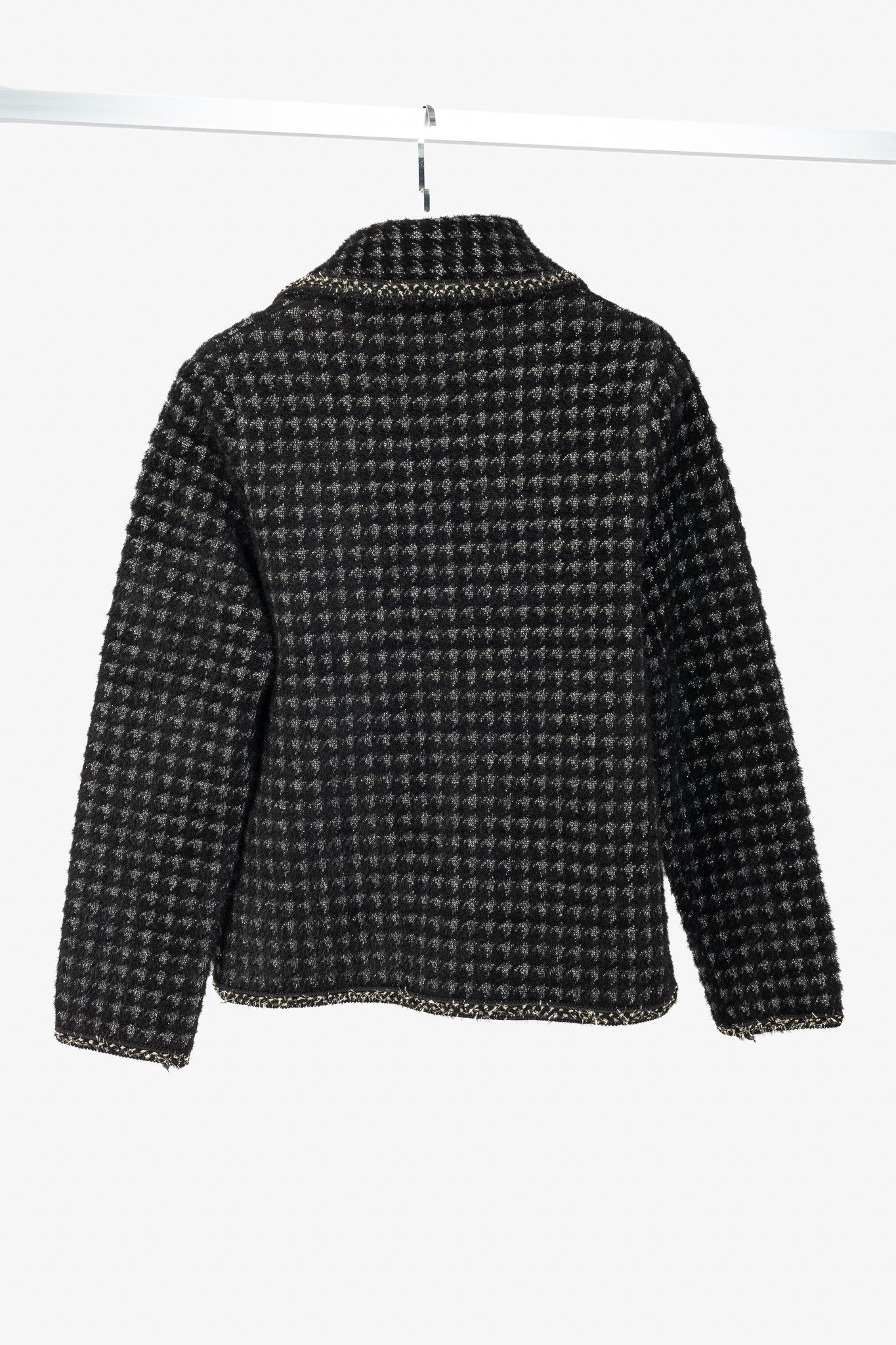 Other C.M.P.55 Black Fuzzy Lurex-Houndstooth Knit Jacket Size ONE SIZE - 2 Thumbnail