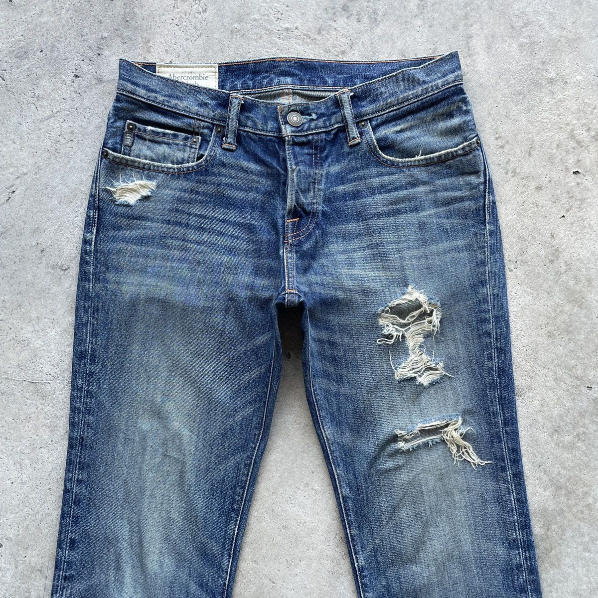 Abercrombie & Fitch Vintage A&F Skinny Ripped Jeans Distressed Denim Faded Pants Size US 31 - 3 Thumbnail