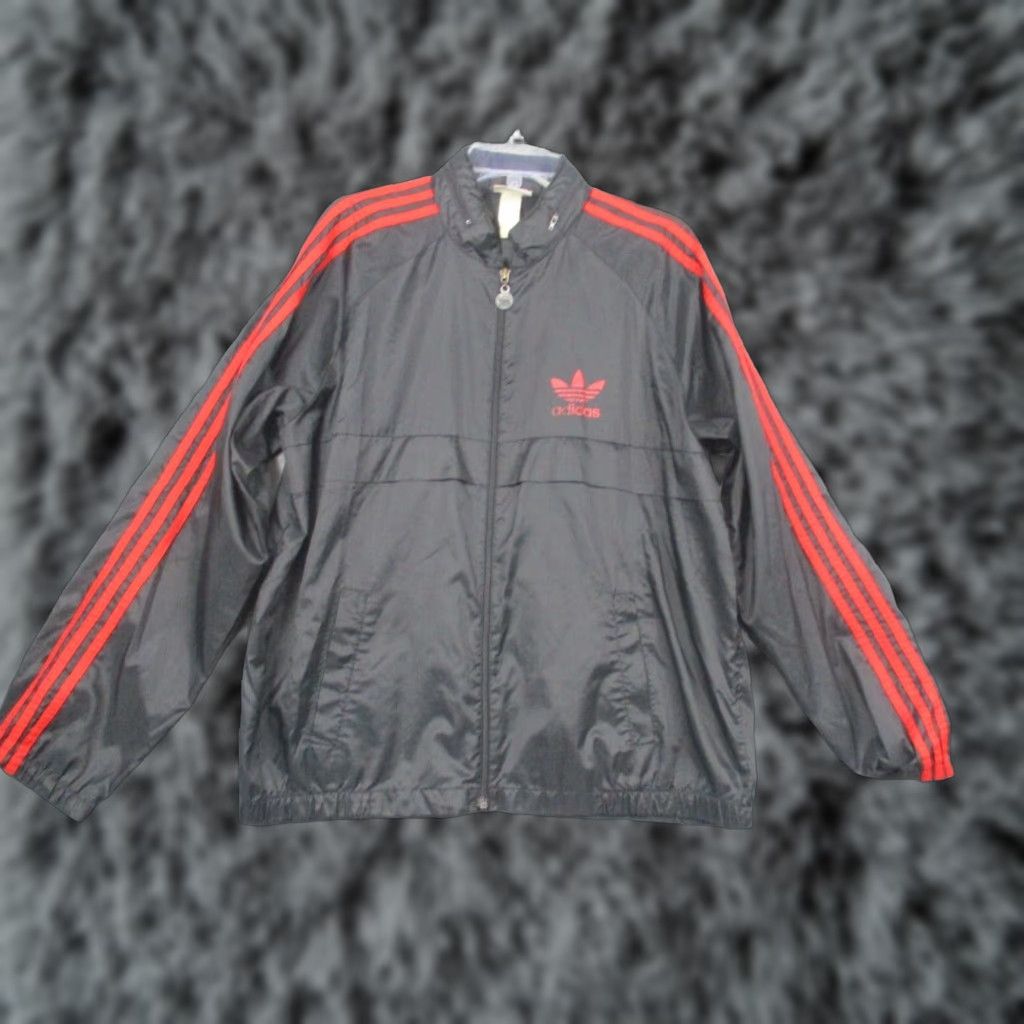 Adidas Vintage Adidas Track Jacket Windbreaker Mens Large Black 90s Trefoil Zip Full Zip Pockets 80s 90s Adidas Originals Size US L / EU 52-54 / 3 - 1 Thumbnail