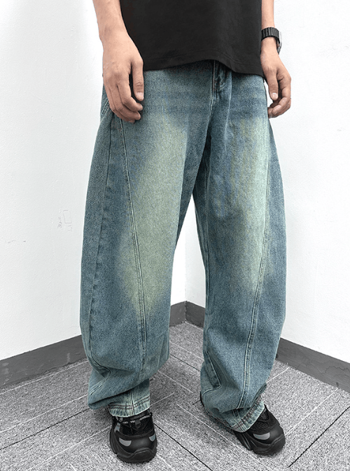 Japanese Brand × Jean Vintage scimitar silhouette stitching casual washed jeans Size US 34 / EU 50 - 3 Thumbnail