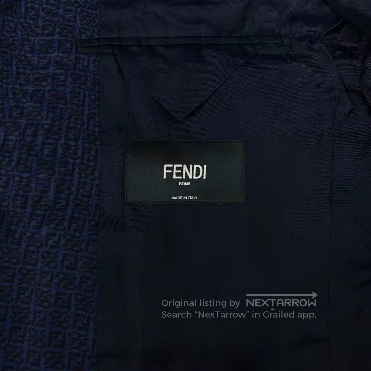 Fendi FENDI Navy Blue All-Over FF Monogram Suit| Size 52L - 6 Thumbnail