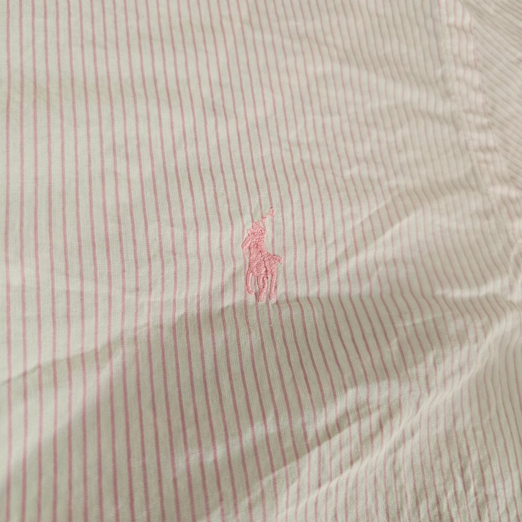 Polo Ralph Lauren Polo Ralph Lauren Dress Shirt Mens 15.5 32/33 Pink Slim Pinstriped Cotton Pony Shirt Men's Slim Pink Pinstripe Button-Up Vintage? Size 42R - 4 Thumbnail