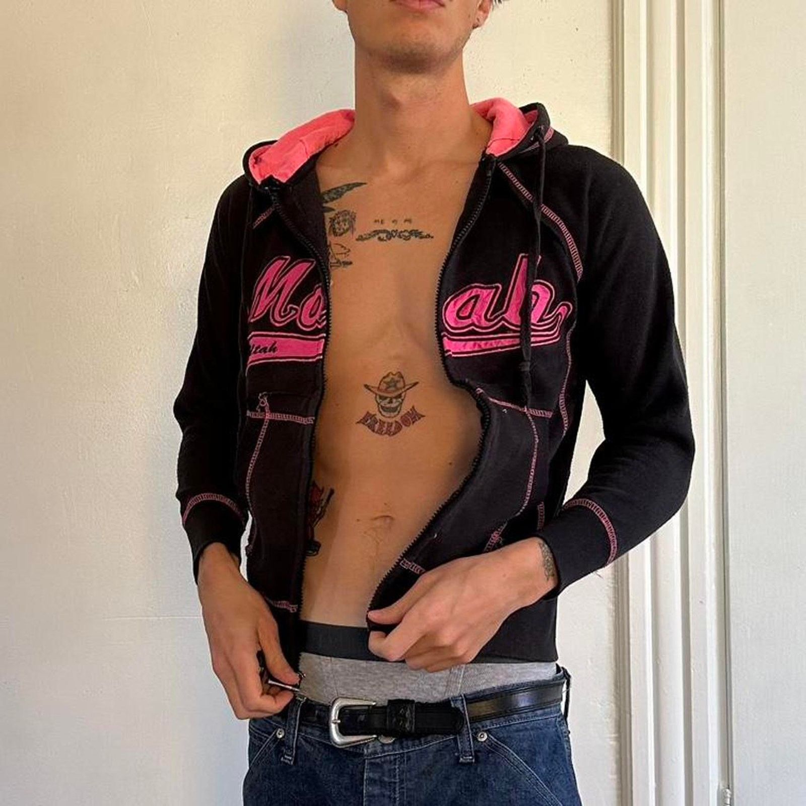 Vintage Vintage Y2K Pink Moab Utah Skater Hoodie Zip Up Sweatshirt Size M / US 6-8 / IT 42-44 - 5 Thumbnail