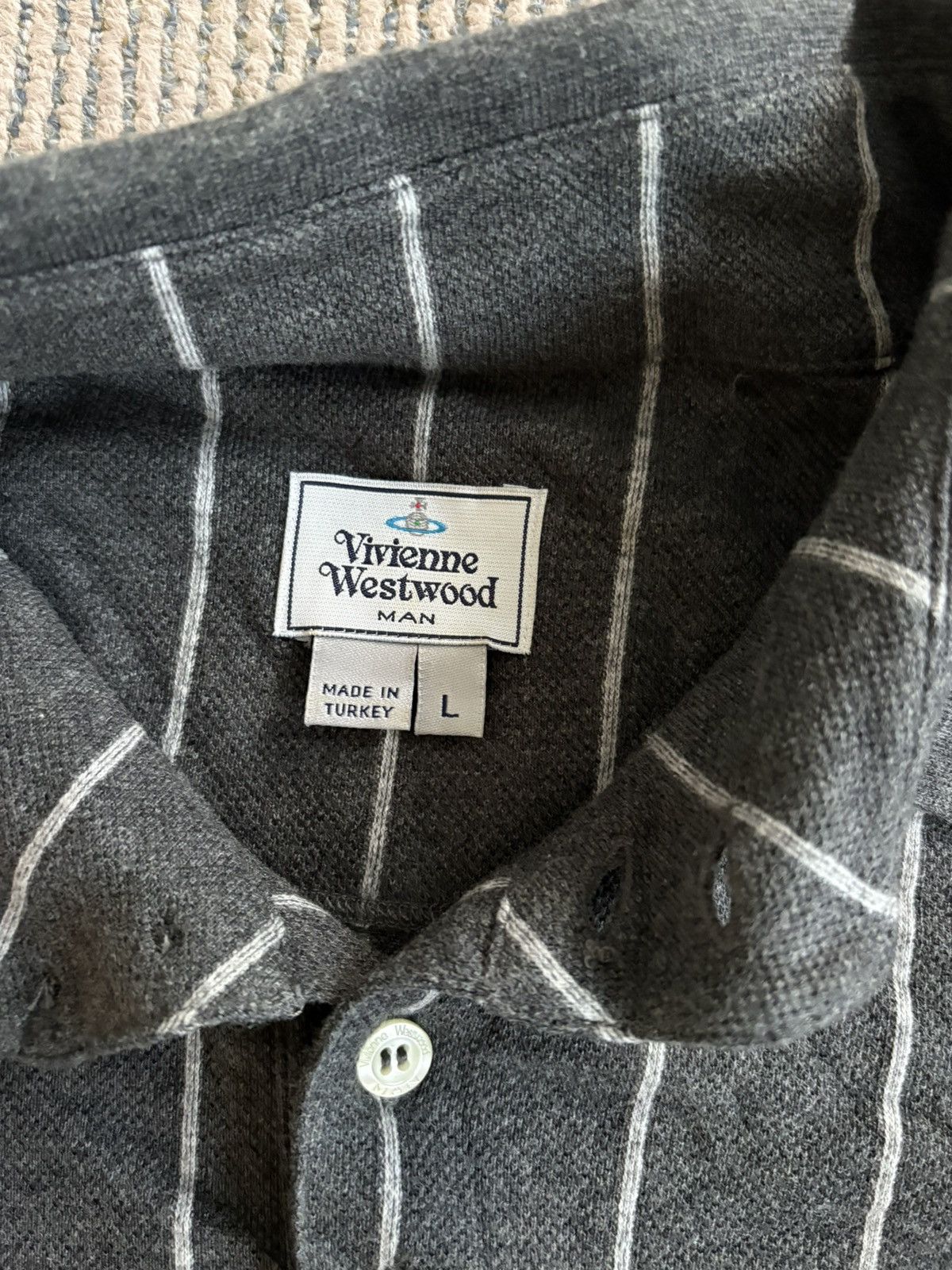 Vivienne Westwood Striped Grey Logo Polo Size US M / EU 48-50 / 2 - 3 Thumbnail