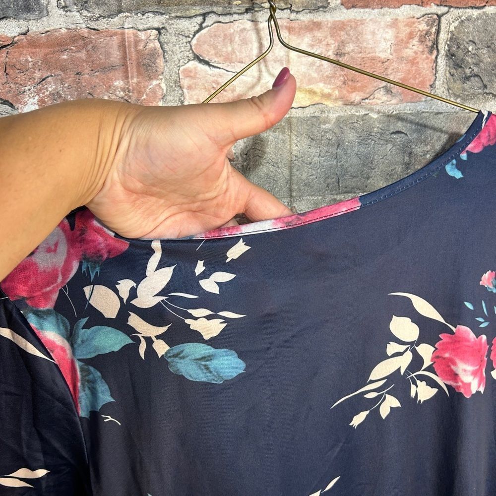 Other Large Navy Floral Mini Slightly Sheer Nightgown Size XL / US 12-14 / IT 48-50 - 4 Thumbnail