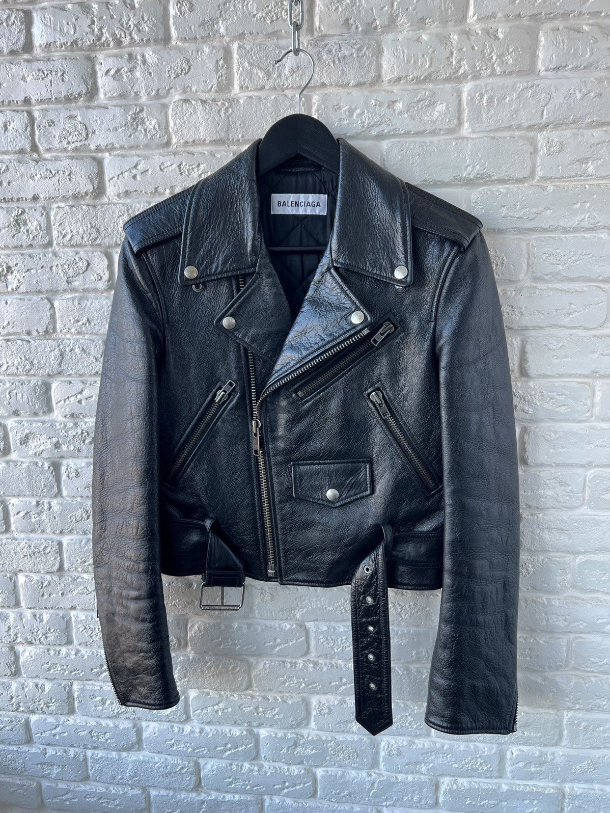 Balenciaga Balenciaga Leather Biker Big Lipstick Logo Jacket Size XS / US 0-2 / IT 36-38 - 1 Thumbnail