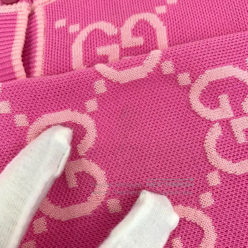 Gucci Gucci Pink logo jacquard full print cotton round neck sing Size L / US 10 / IT 46 - 8 Thumbnail