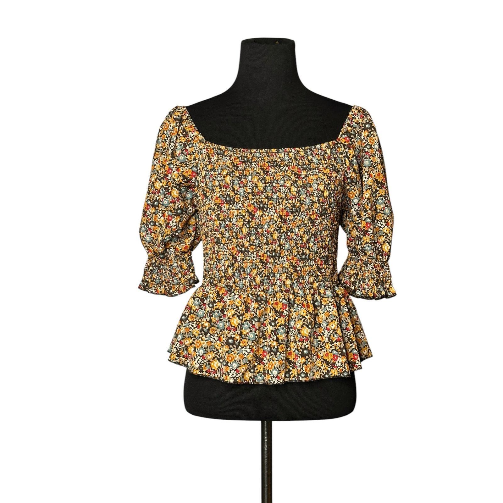 Shein SHEIN yelow blue floral peasant top size Large Size L / US 10 / IT 46 - 5 Thumbnail