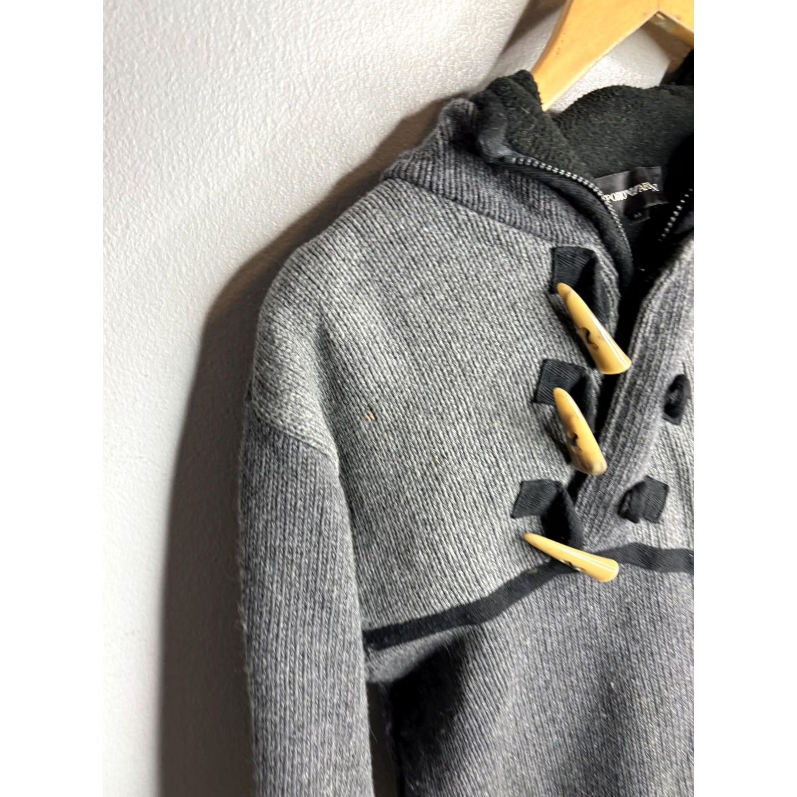 Emporio Armani Emporio Armani Sweater Mens M Gray Hooded 1/4 Zip Toggle EVA Logo Knit Pullover Long Sleeve Pockets Heavyweight Classic Casual Size US M / EU 48-50 / 2 - 2 Thumbnail