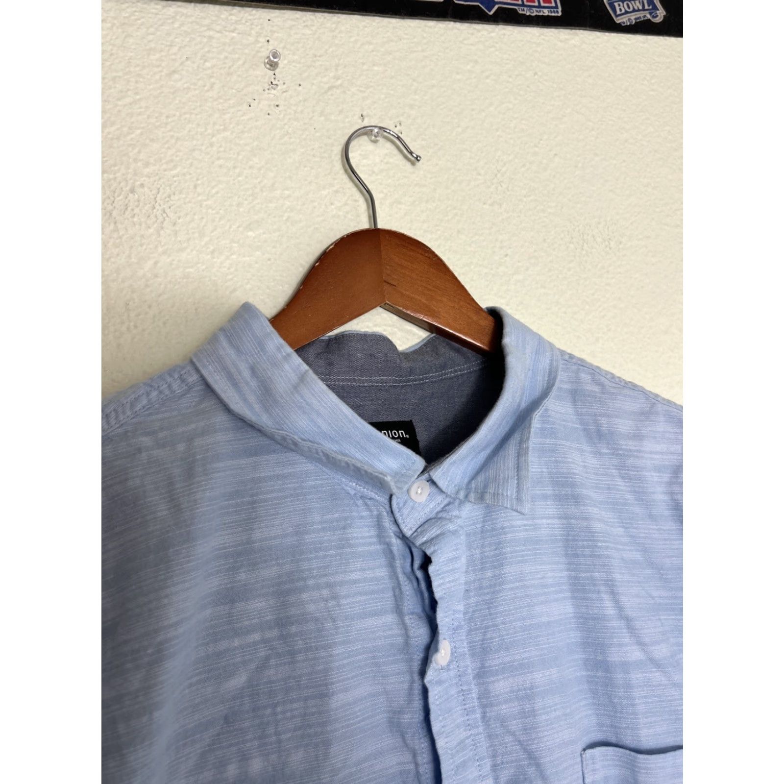 Union LA Union Short Sleeve Button-Up Shirt Mens XXL Light Blue Cotton Size US XXL / EU 58 / 5 - 3 Thumbnail