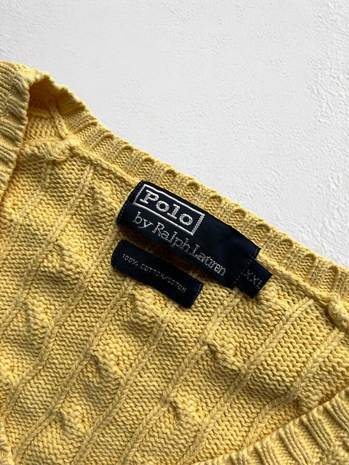 Polo Ralph Lauren × Vintage POLO RALPH LAUREN KNITTED SUN YELLOW SWEATER V NECK Size US XXL / EU 58 / 5 - 5 Thumbnail
