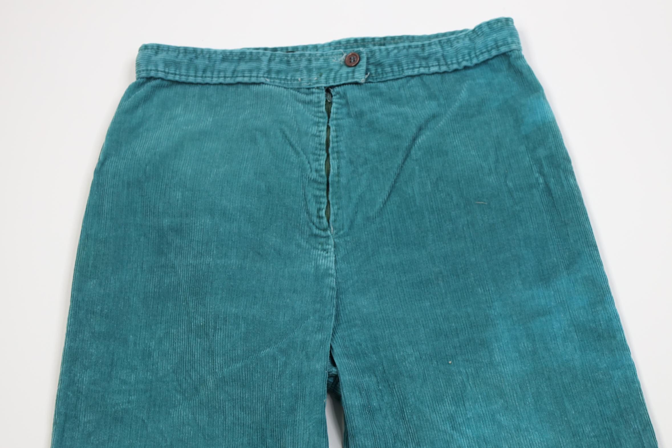 Vintage Vintage 70s Streetwear Corduroy Bell Bottoms Pants Teal Size 36" / US 14 / IT 50 - 2 Thumbnail