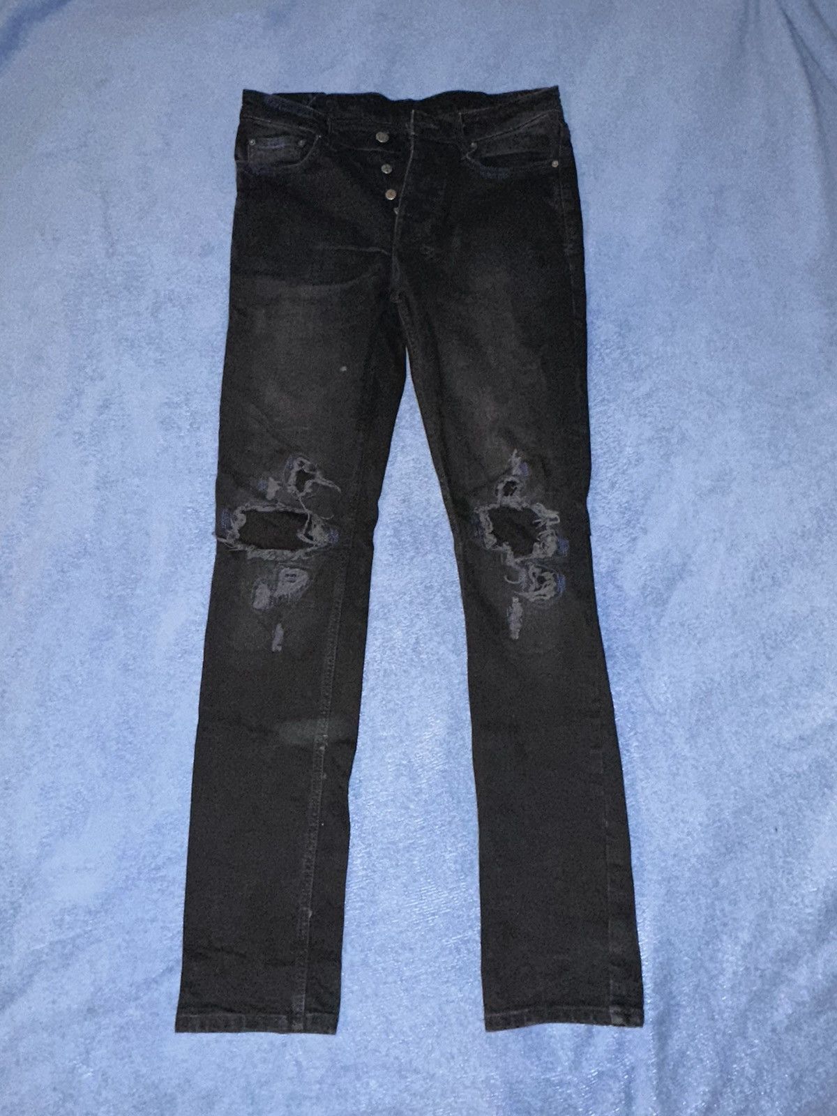 image of Ksubi Chitch Blu Bottle Thrashed in Black, Men's (Size 32)