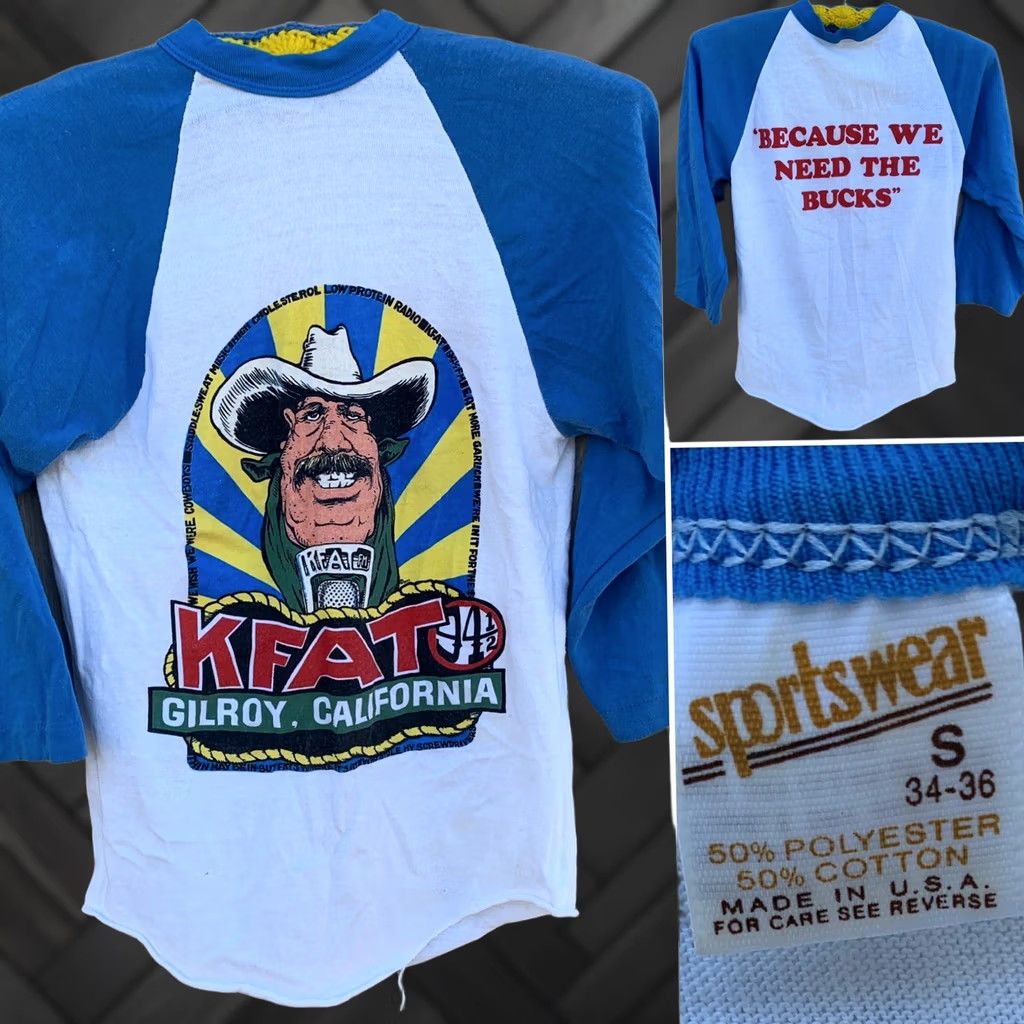 Vintage VINTAGE KFAT FM 94 1/2 GILROY CALIFORNIA Raglan Tee Shirt S USA 70s 80s Sportswear Graphic Tee Mens Tee Size US S / EU 44-46 / 1 - 1 Thumbnail